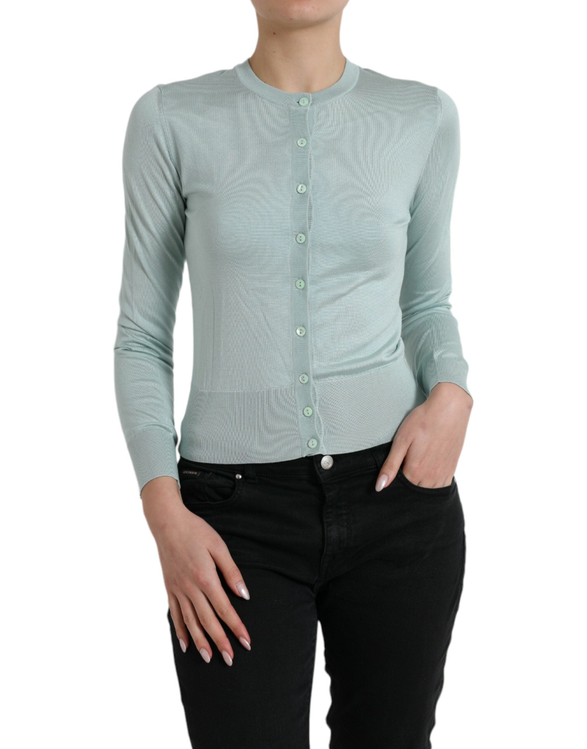 Dolce & Gabbana Elegant Light Blue Silk Women's Cardigan