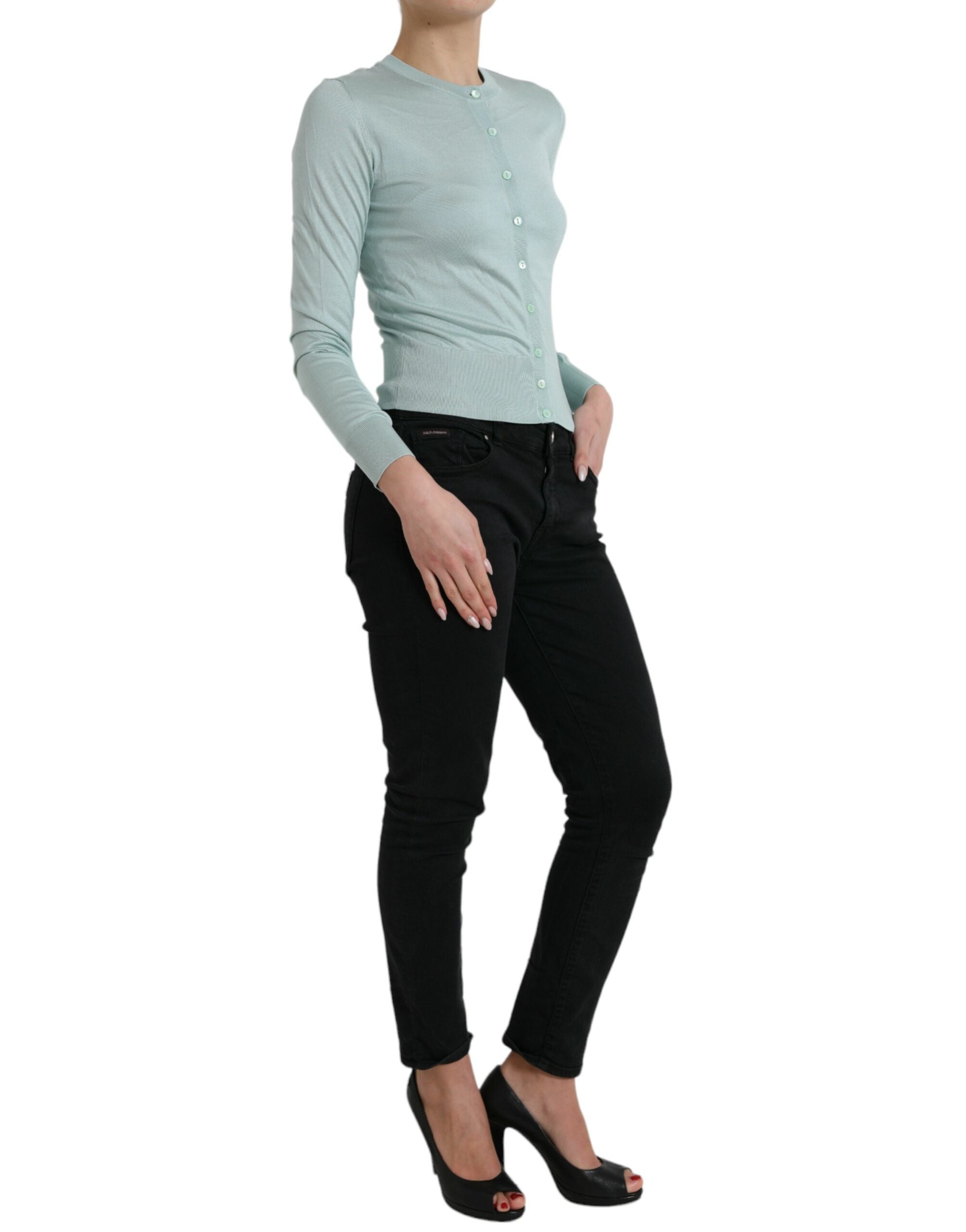 Dolce & Gabbana Elegant Light Blue Silk Women's Cardigan