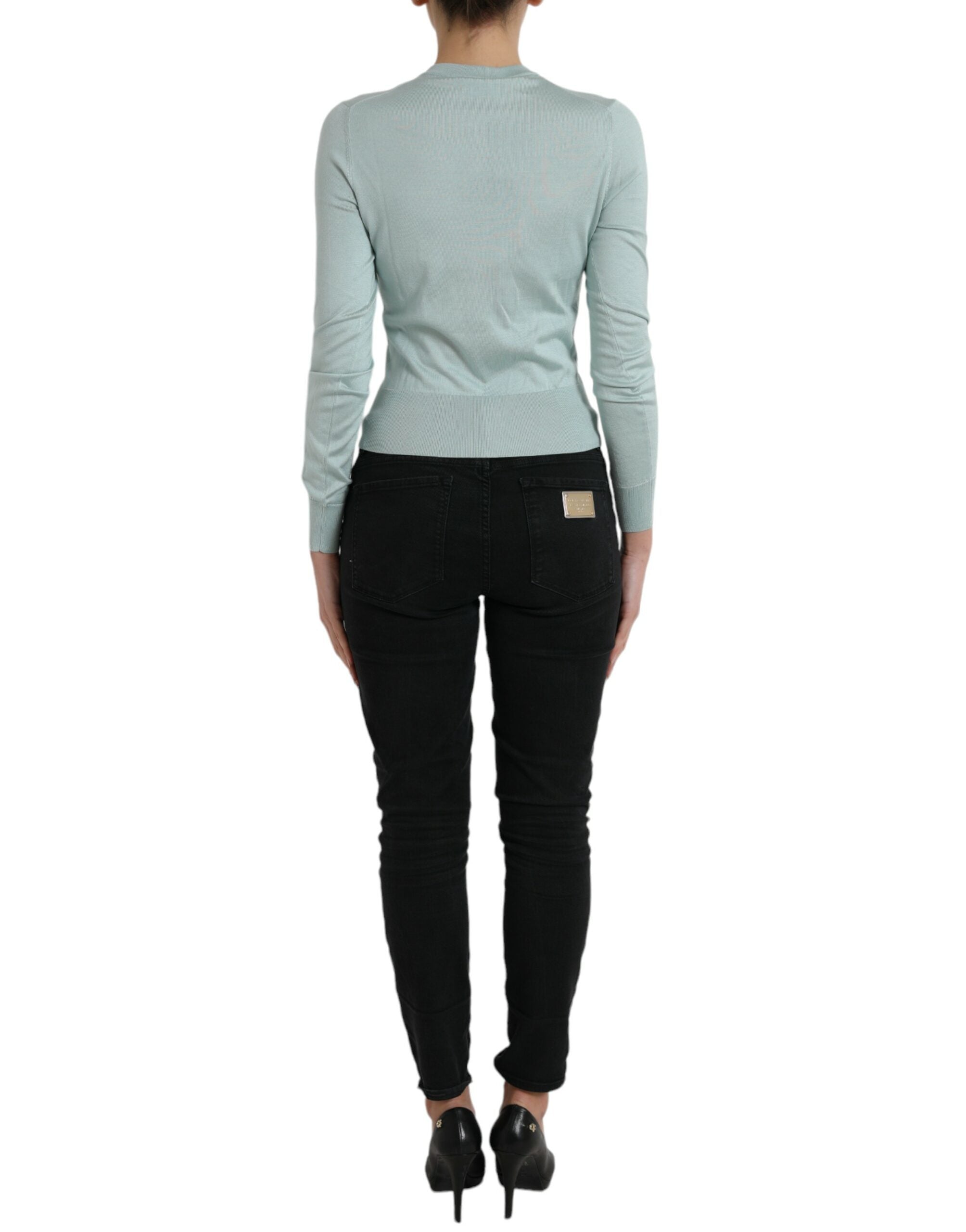 Dolce & Gabbana Elegant Light Blue Silk Women's Cardigan