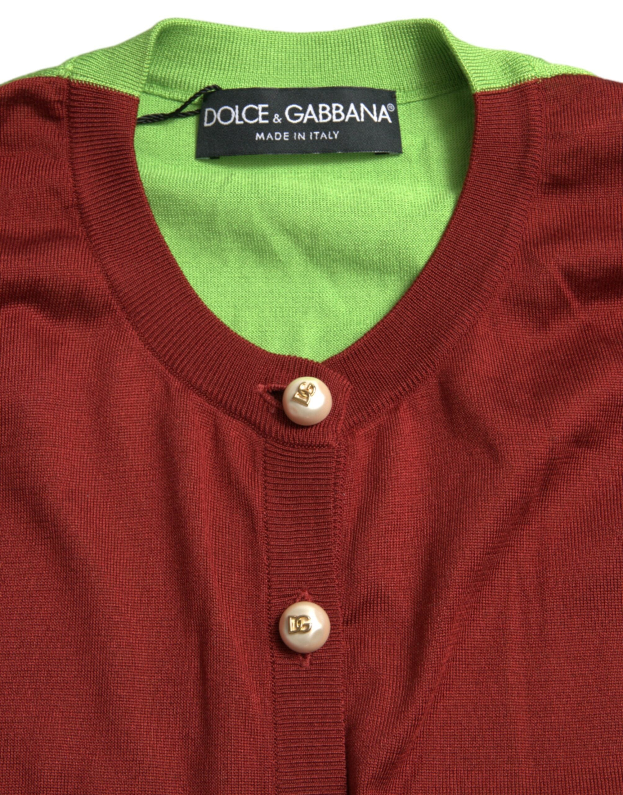 Dolce & Gabbana Multicolor Silk Crewneck Cardigan Women's Sweater