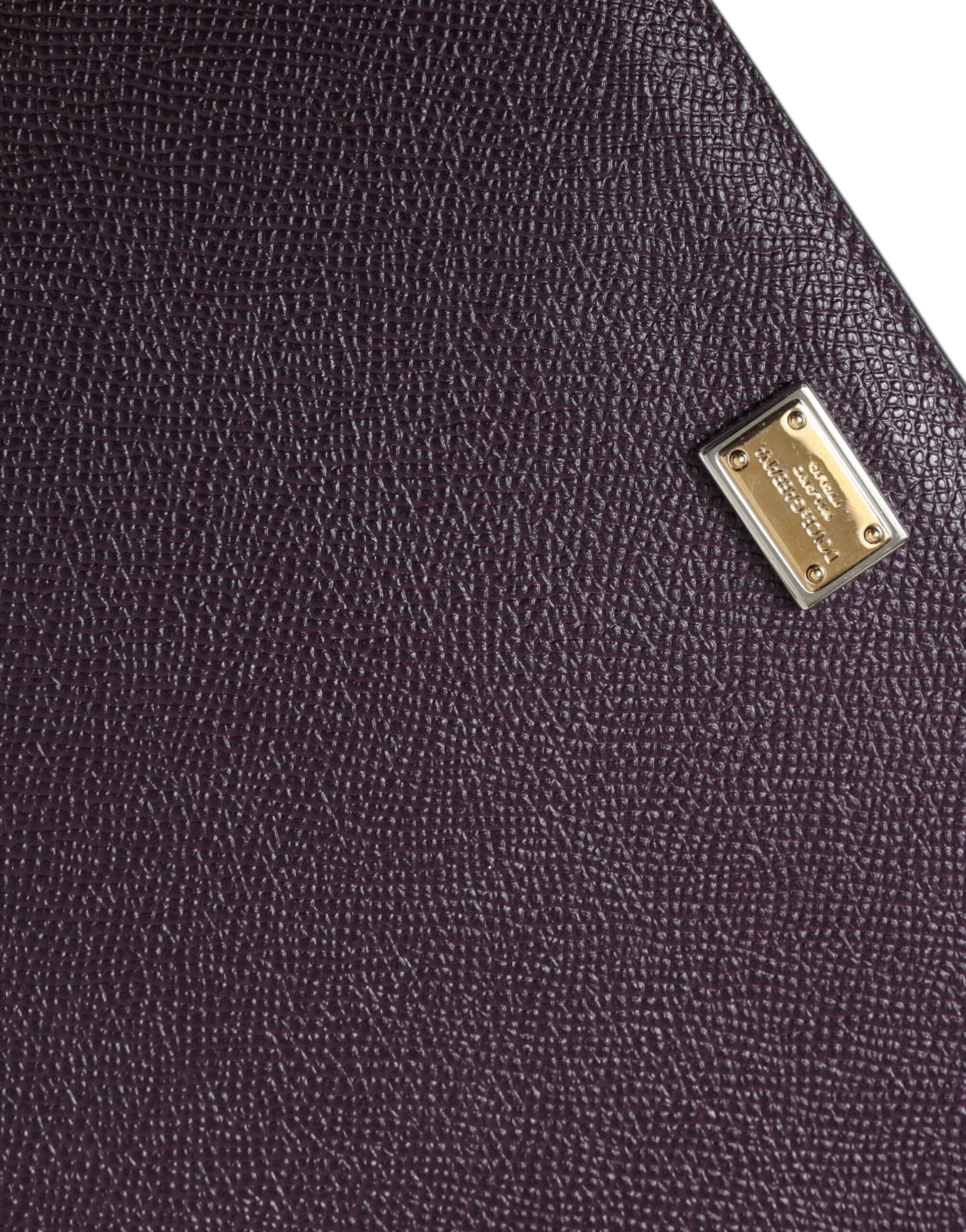 Dolce & Gabbana Dark Brown Leather Logo Plaque Cover Sleeve Tablet Women's Case