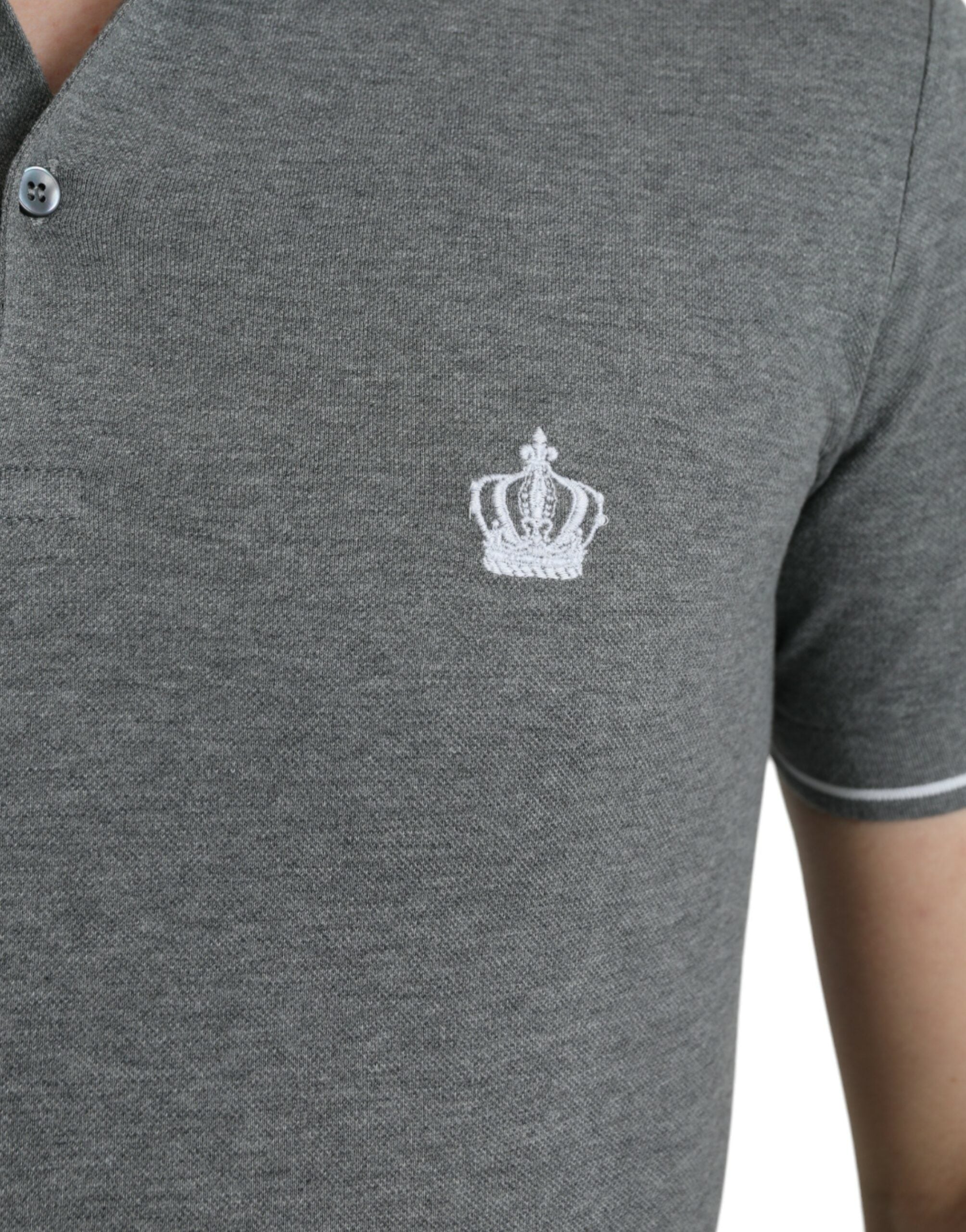 Dolce & Gabbana Gray Collared Short Sleeve Crown Men's T-shirt