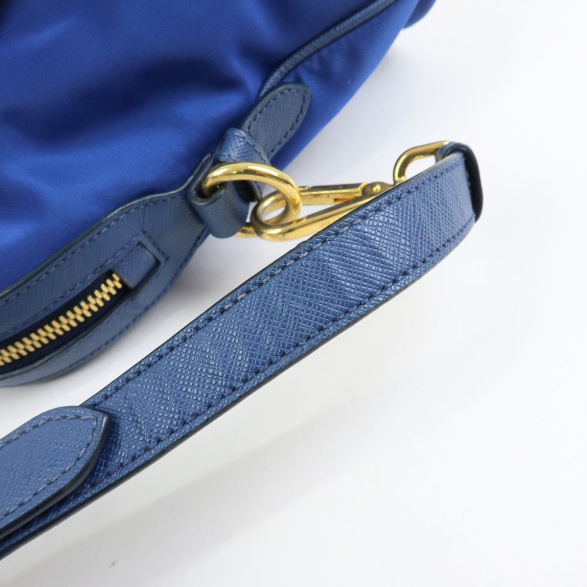 Prada Convertible Dome Satchel Tessuto With Saffiano Leather Blue Nylon Handbag (Pre-Owned)