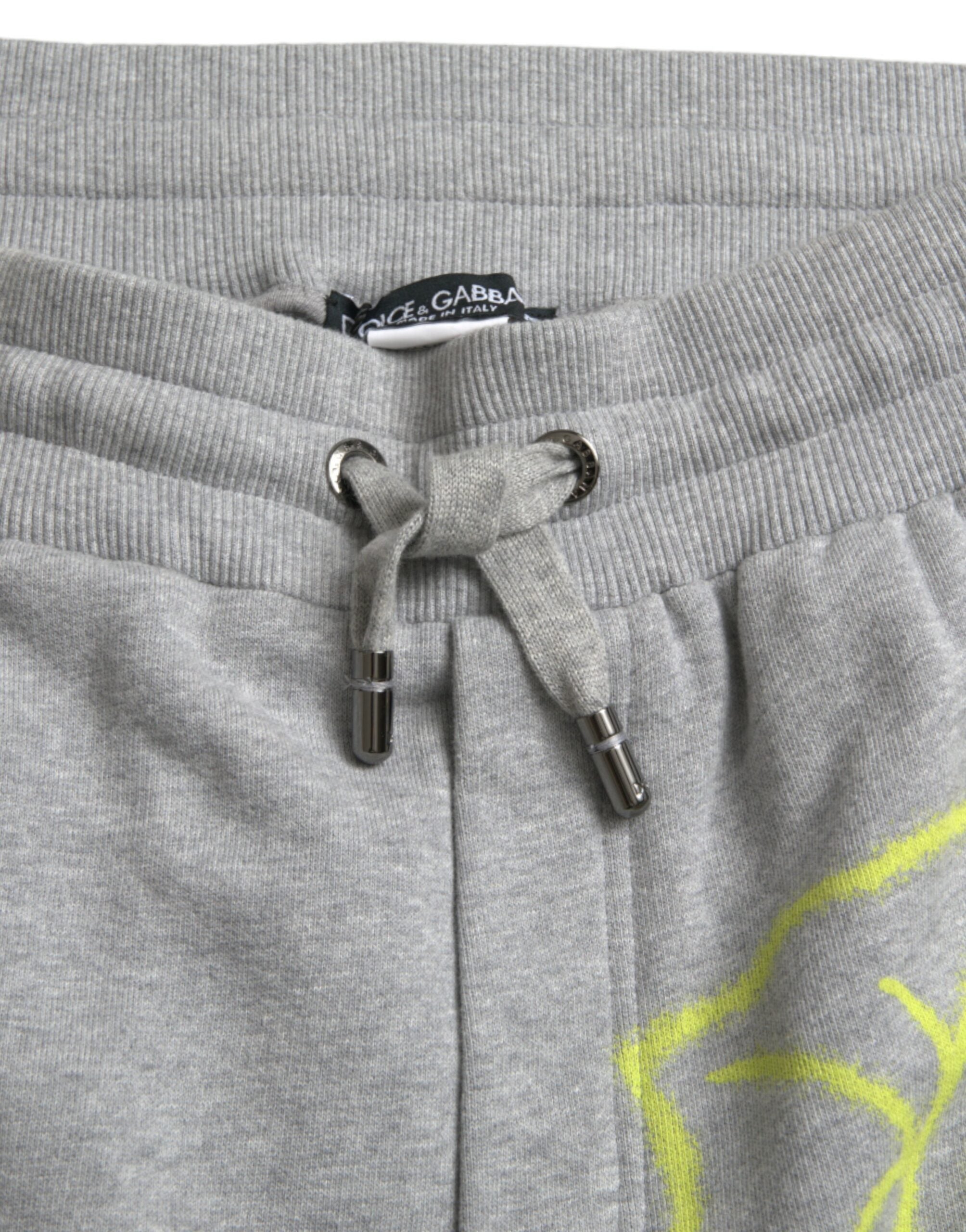 Dolce & Gabbana Gray Cotton Graffiti SweatMen's Jogger Men's Pants