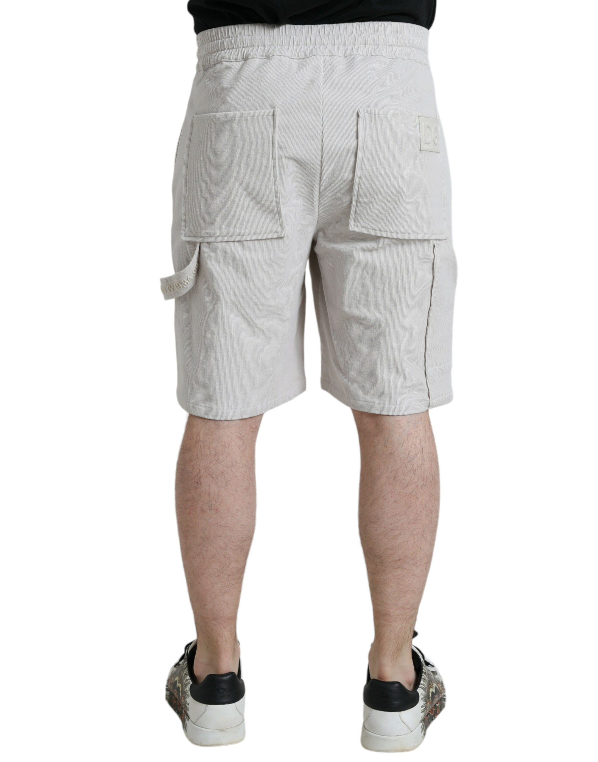 Dolce & Gabbana Beige Cotton Corduroy Logo Bermuda Men's Shorts