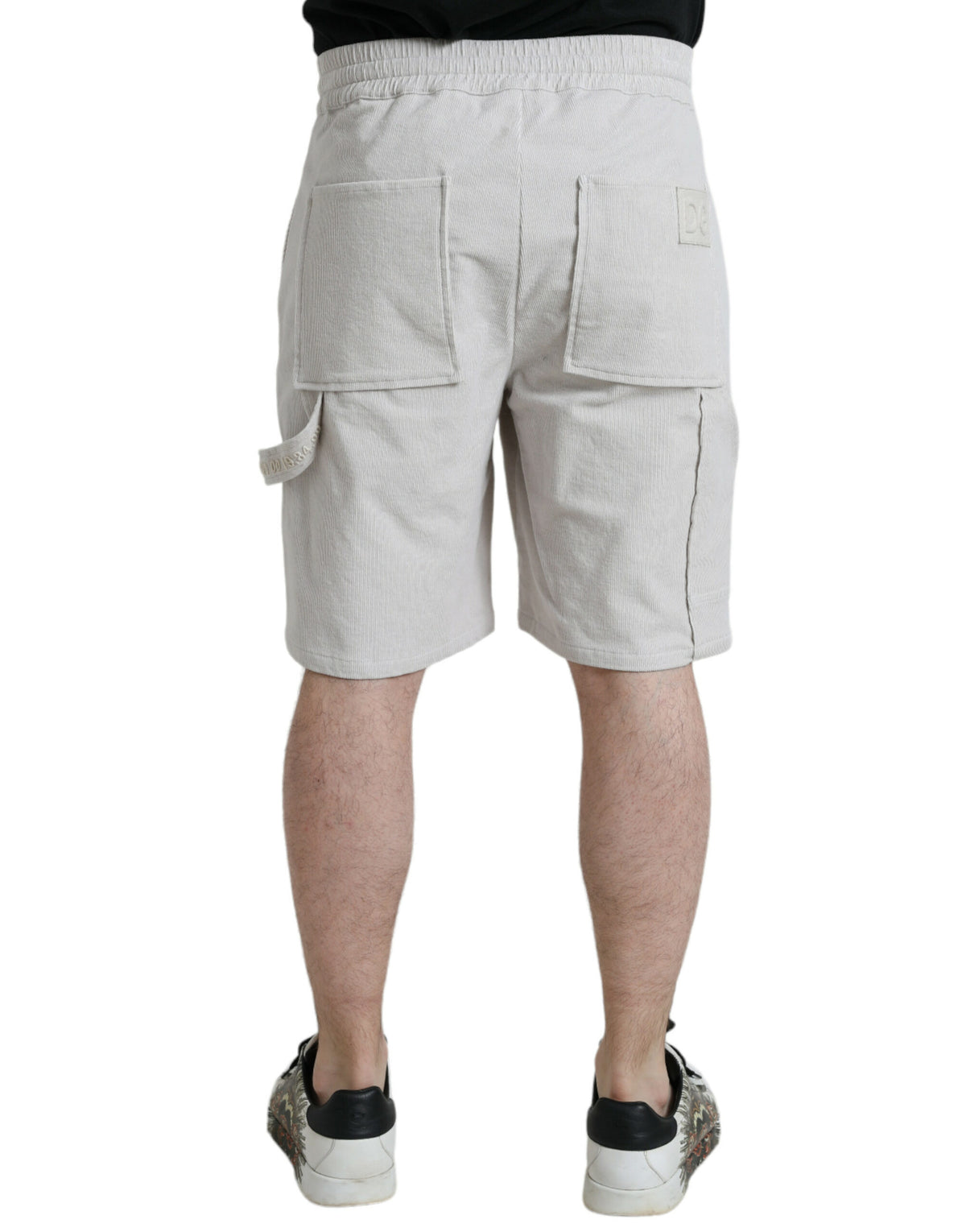 Dolce & Gabbana Beige Cotton Corduroy Logo Bermuda Men's Shorts