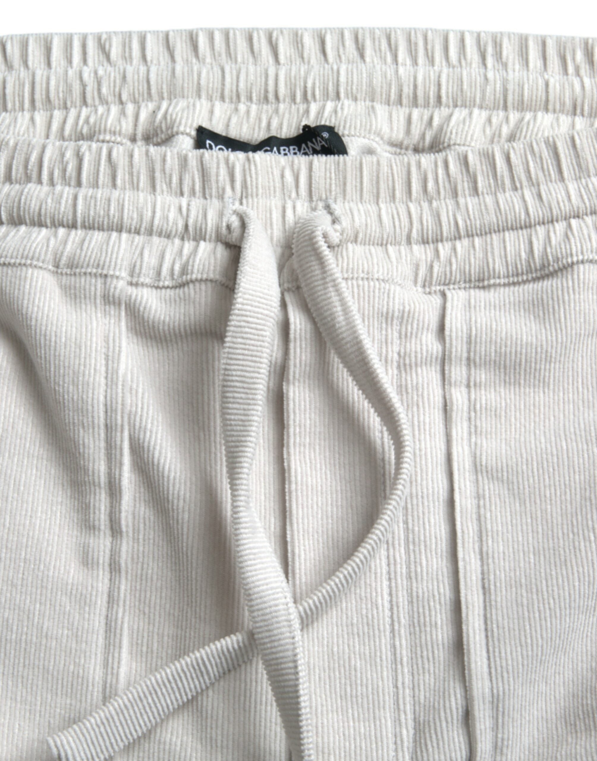 Dolce & Gabbana Beige Cotton Corduroy Logo Bermuda Men's Shorts