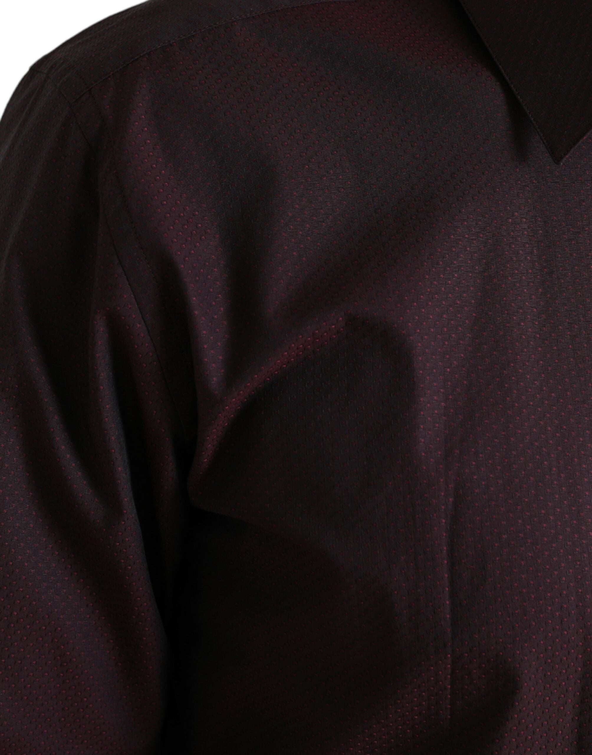 Dolce & Gabbana Maroon Jacquard Formal Dress MARTINI Men's Shirt