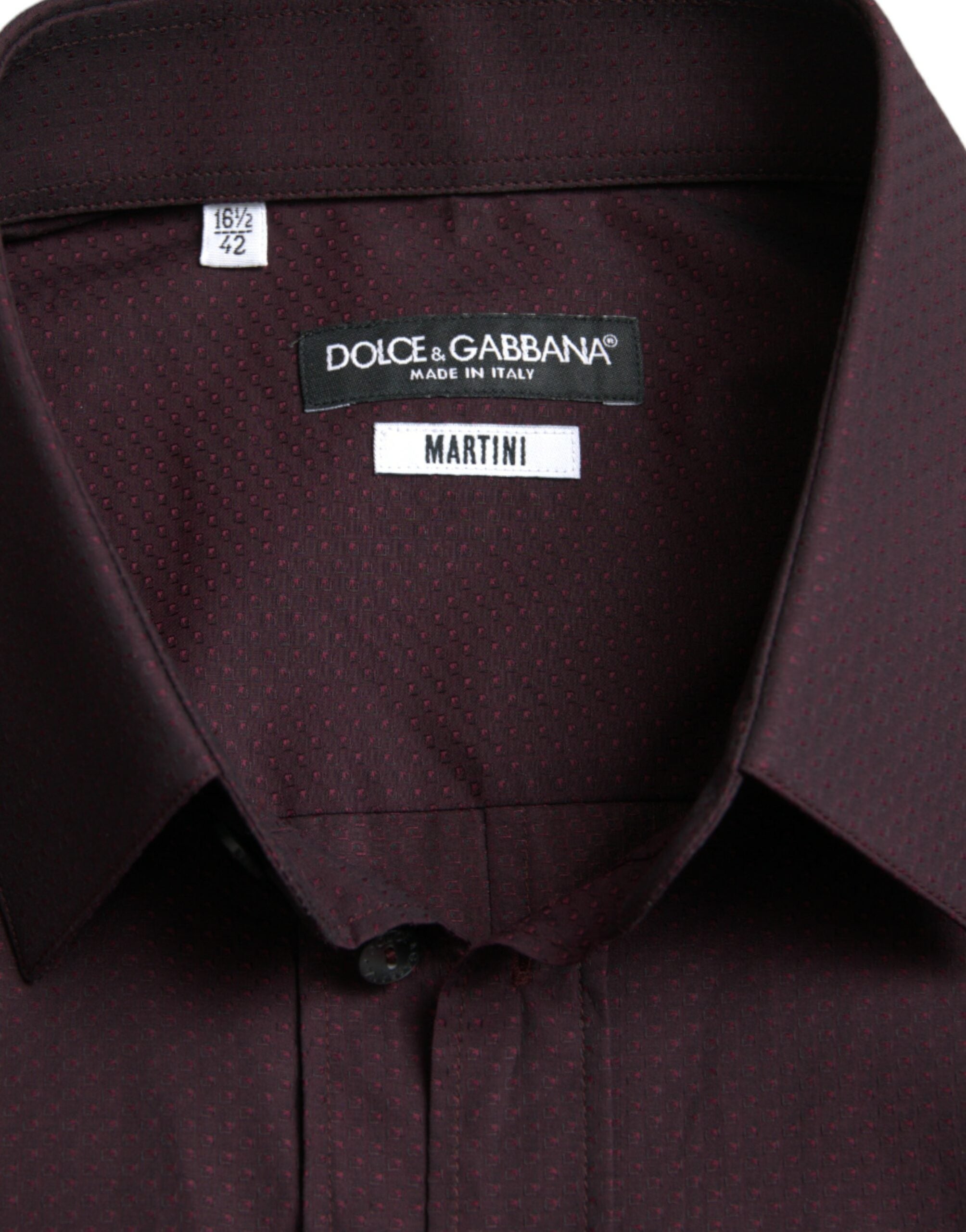 Dolce & Gabbana Maroon Jacquard Formal Dress MARTINI Men's Shirt