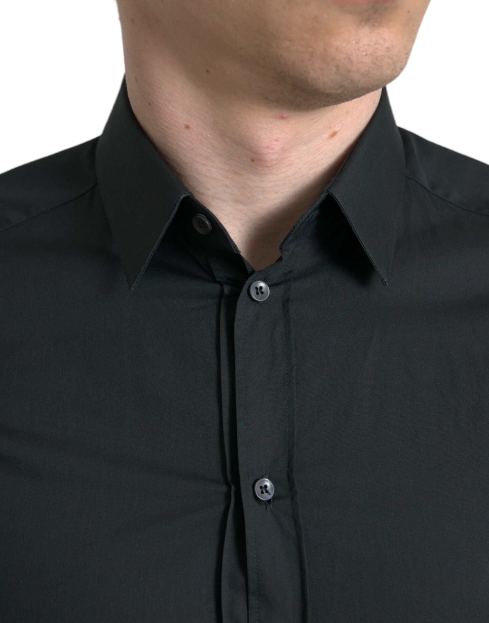 Dolce & Gabbana Black Cotton Silk Formal GOLD Dress Men's Shirt