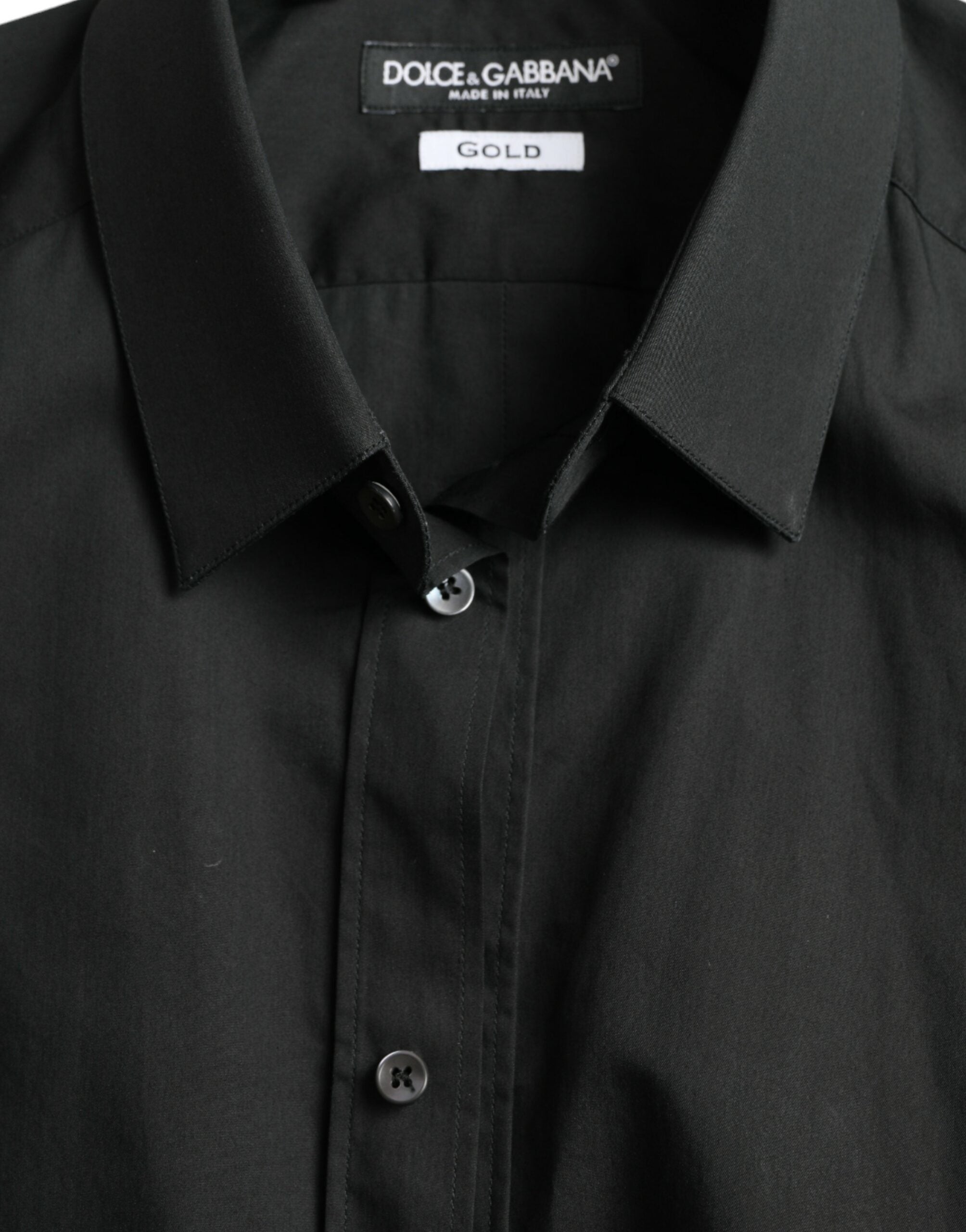 Dolce & Gabbana Black Cotton Silk Formal GOLD Dress Men's Shirt