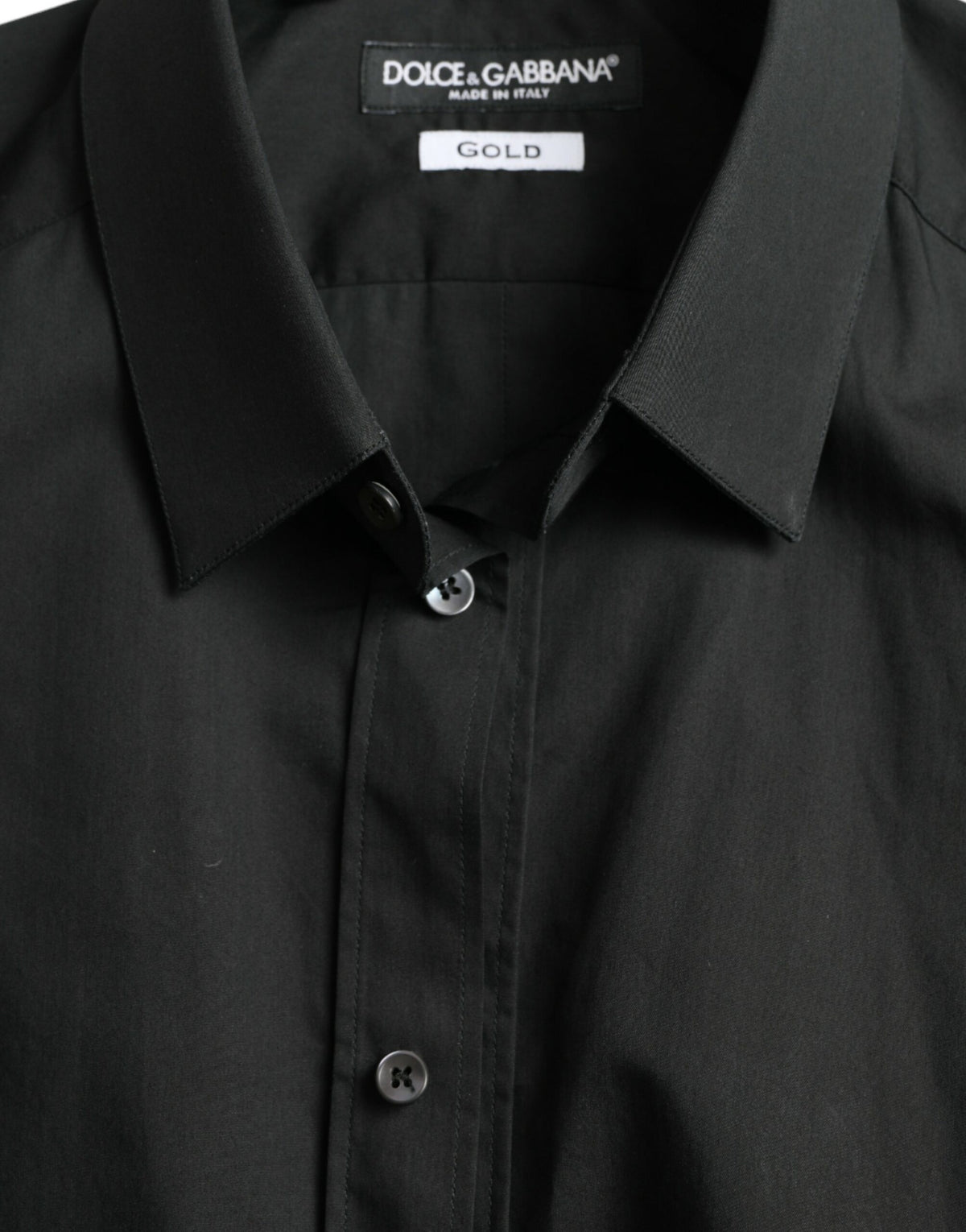 Dolce & Gabbana Black Cotton Silk Formal GOLD Dress Men's Shirt