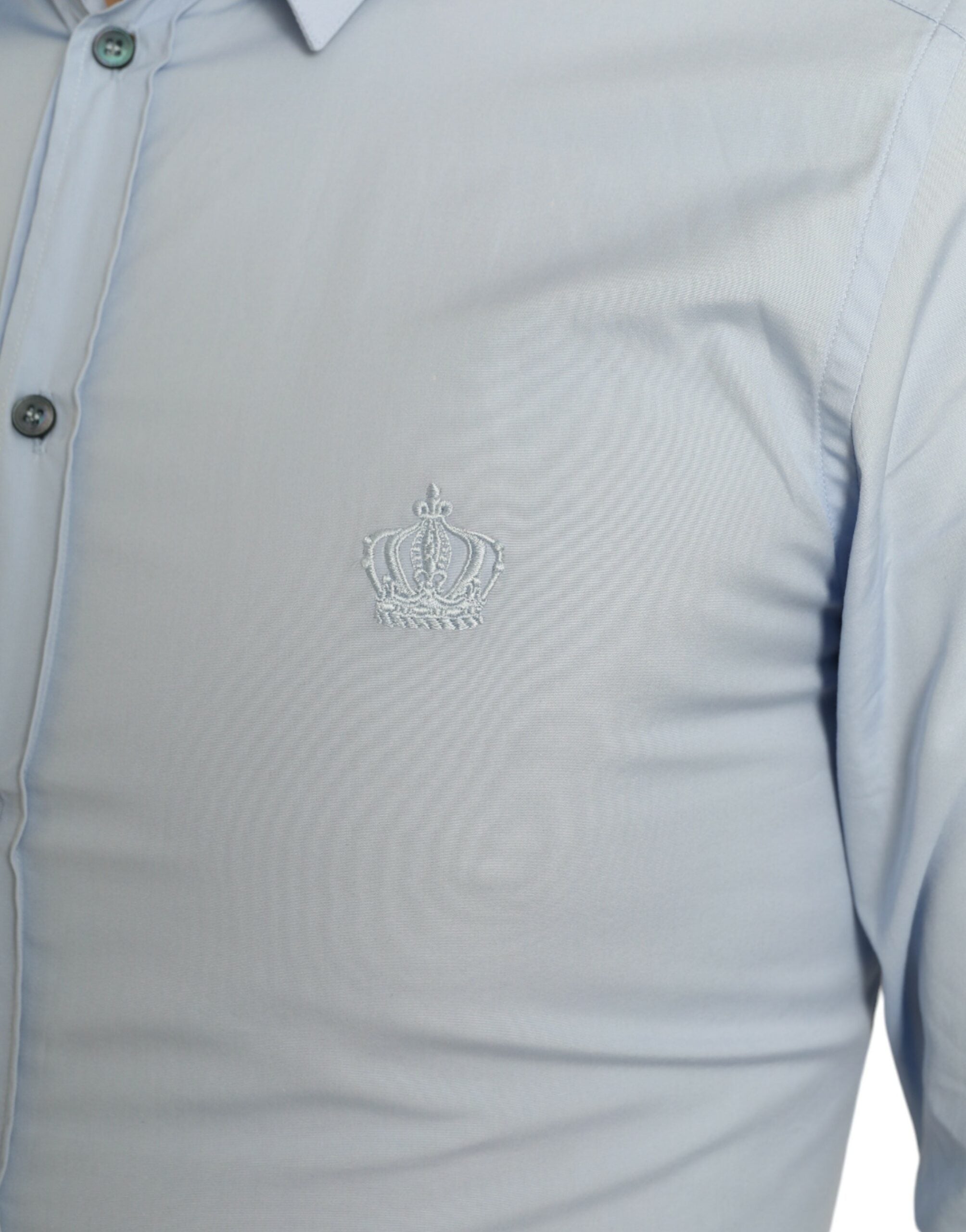 Dolce & Gabbana Sky Blue Cotton Men Formal GOLD Dress Men's Shirt