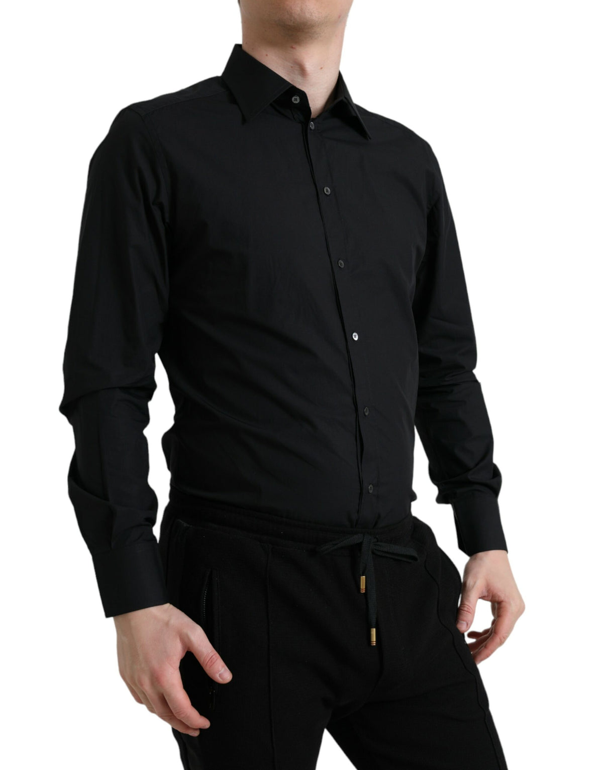 Dolce & Gabbana Black Cotton Men Formal GOLD Dress Men's Shirt