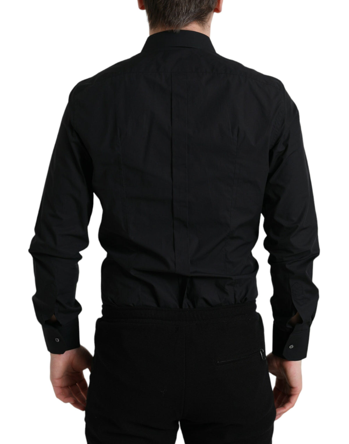 Dolce & Gabbana Black Cotton Men Formal GOLD Dress Men's Shirt