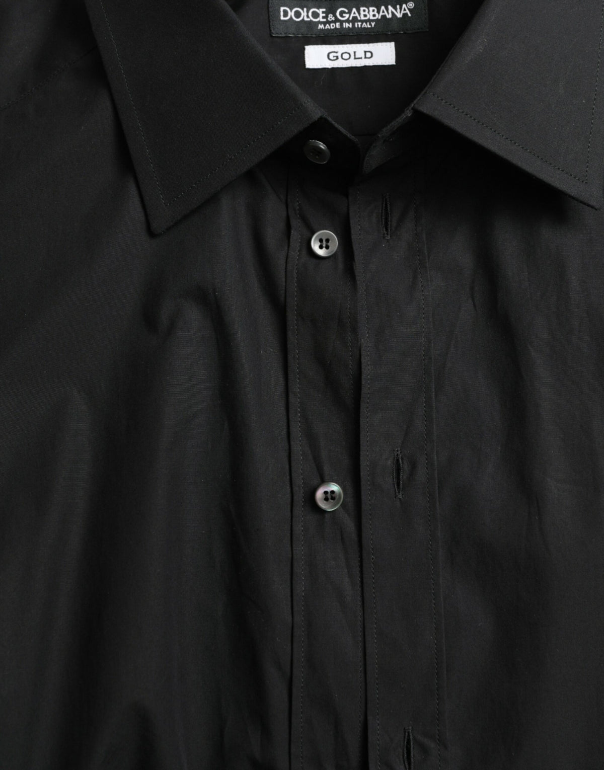 Dolce & Gabbana Black Cotton Men Formal GOLD Dress Men's Shirt