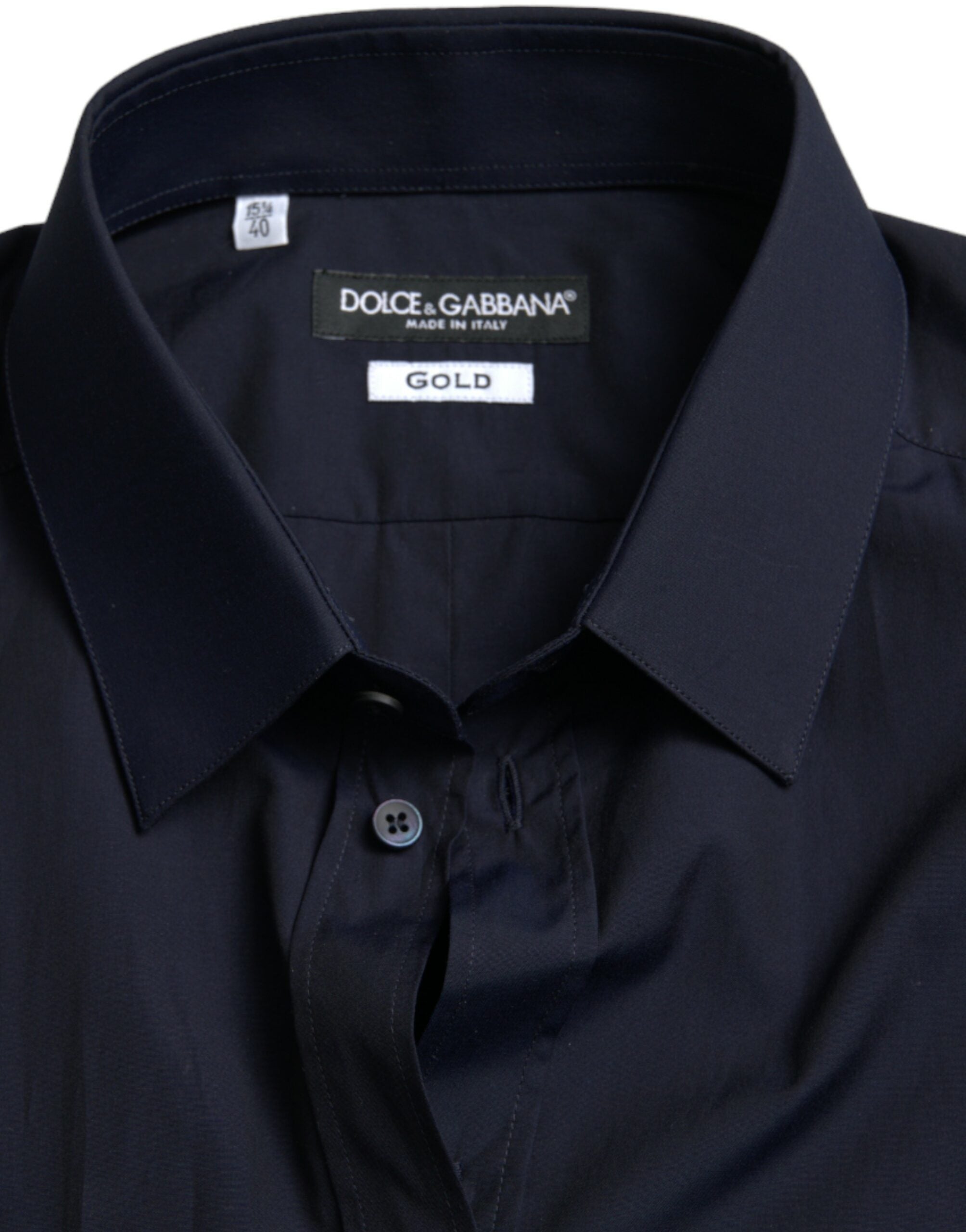 Dolce & Gabbana Navy Blue Slim Fit Formal GOLD Dress Men's Shirt