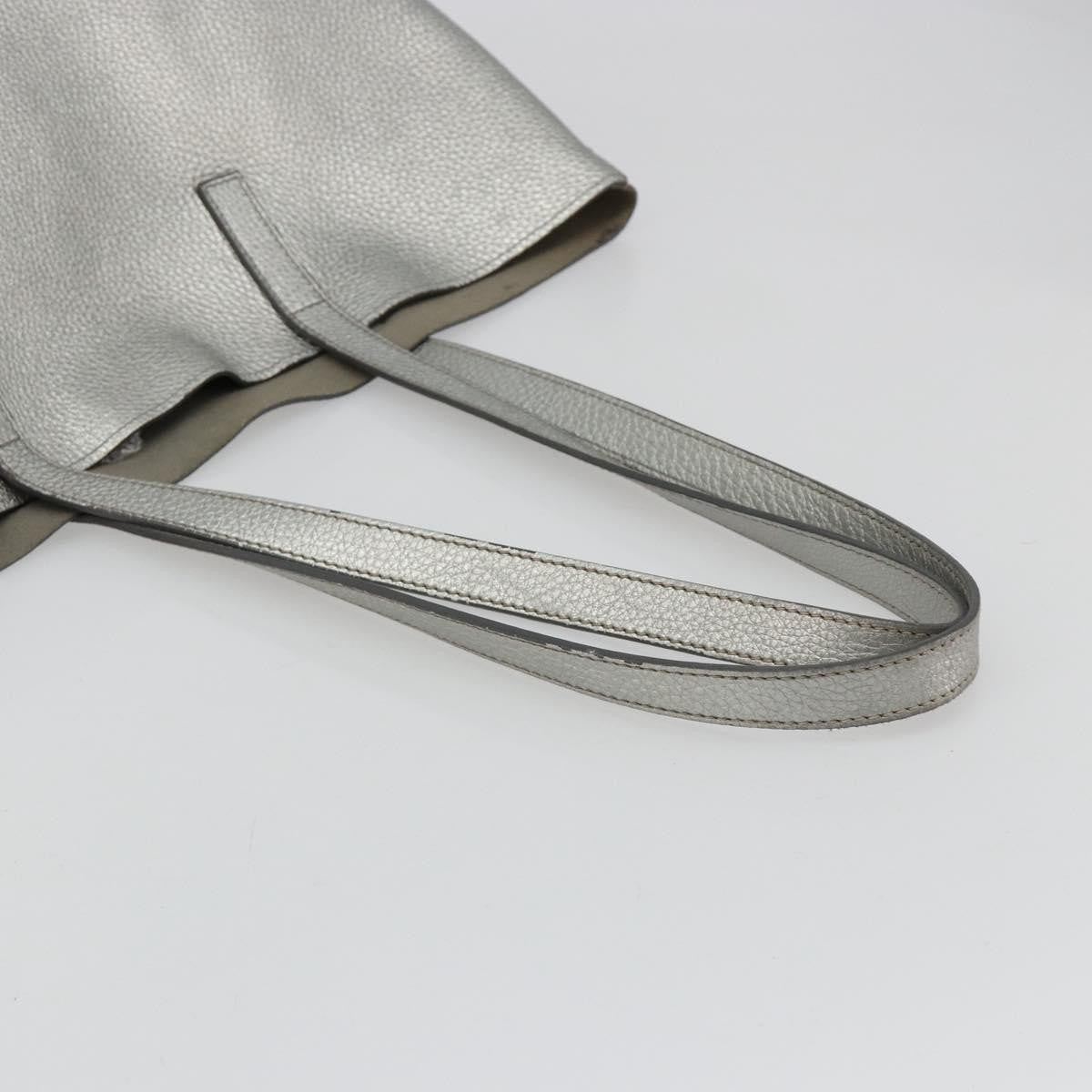 Prada Vintage Tote Leather Silver Leather Tote Bag Bag (Pre-Owned)