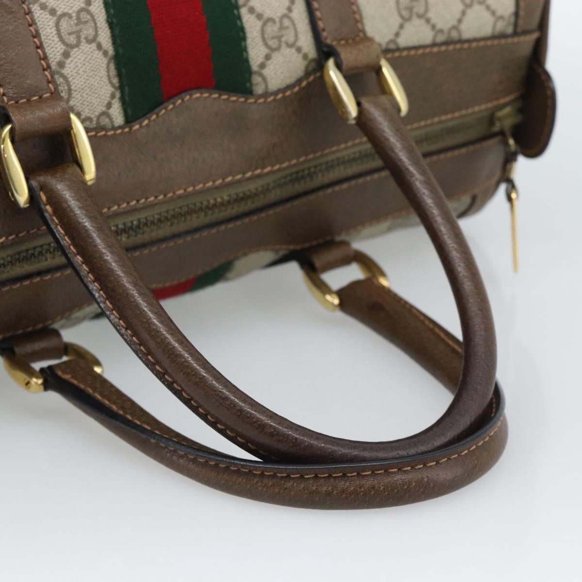 Gucci Vintage Web Boston Gg Coated Canvas Beige Canvas Handbag (Pre-Owned)