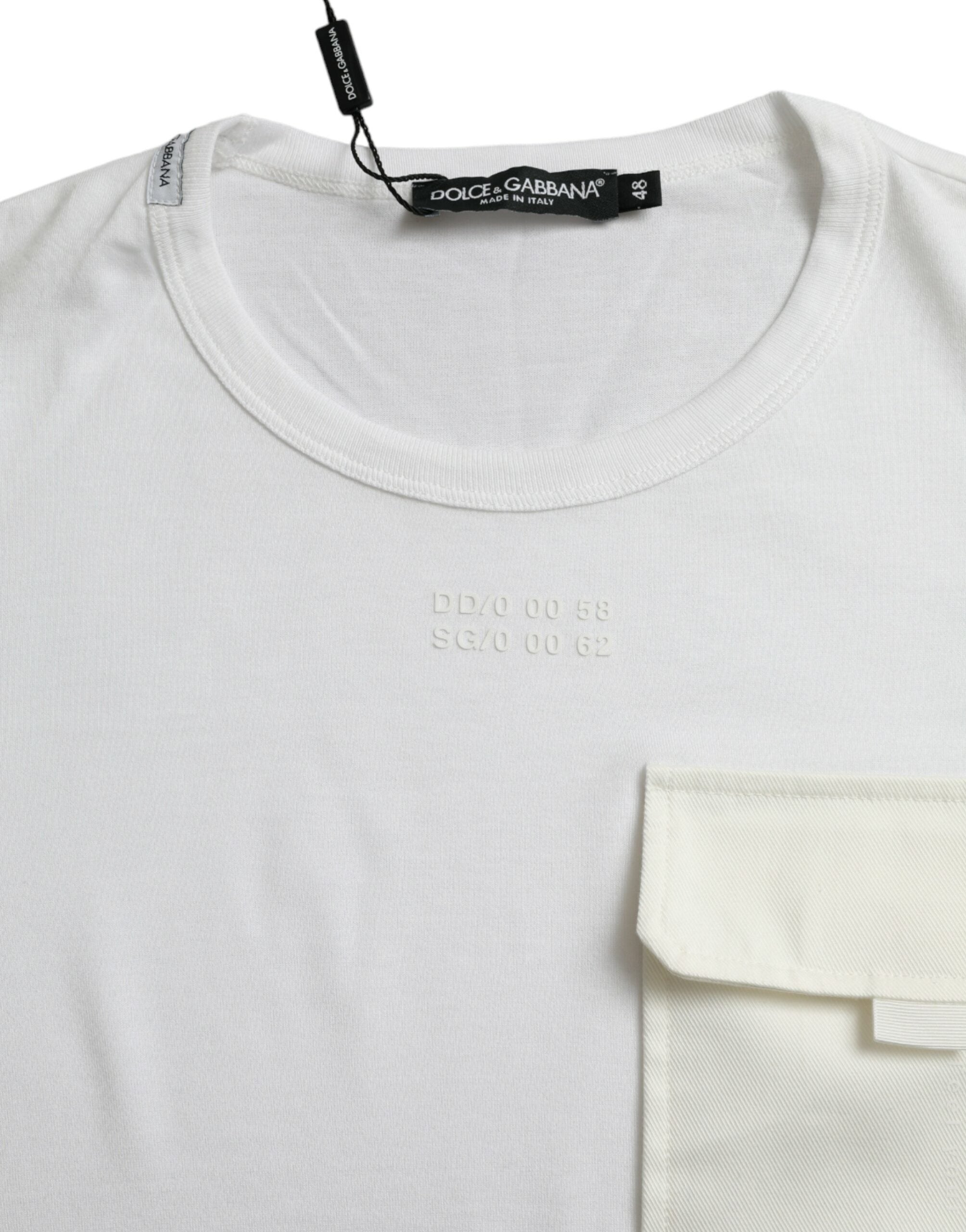 Dolce & Gabbana White Cotton Pocket Short Sleeves Men's T-shirt