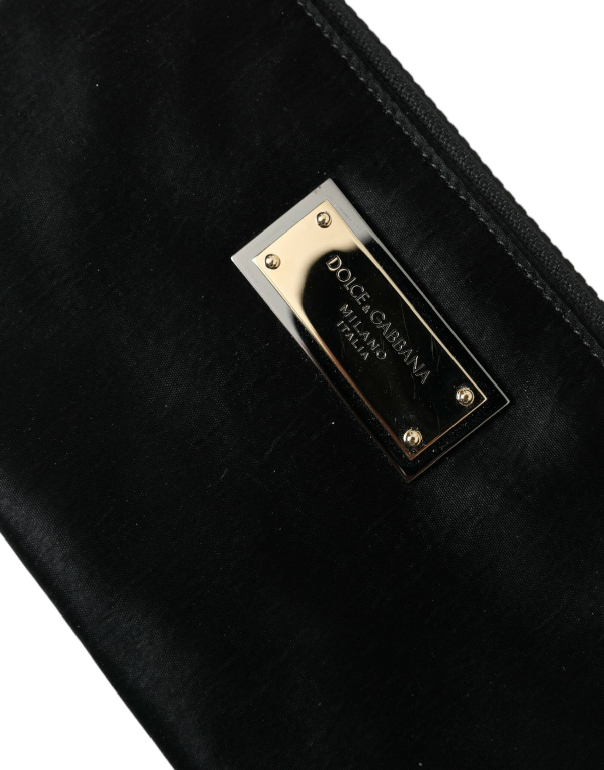 Dolce & Gabbana Black Nylon Logo Plaque Keyring Pouch Clutch Men's Bags