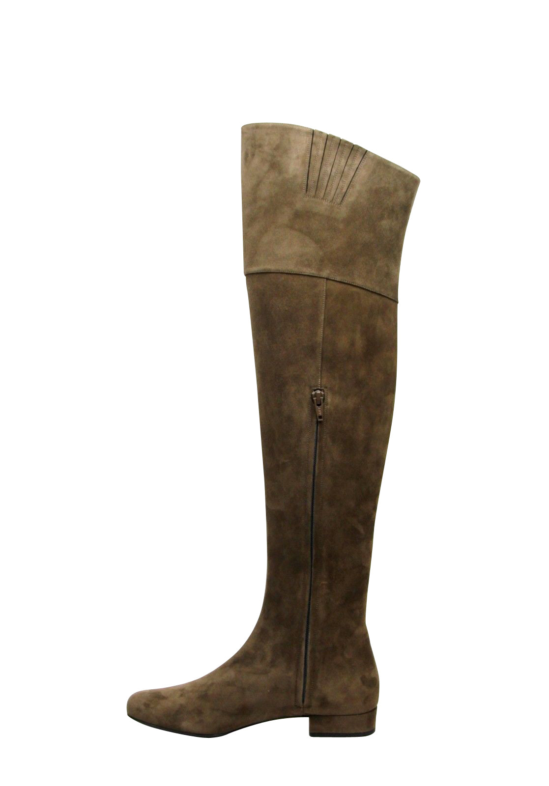 Saint Laurent Women's Over The Knee Brown Suede Fringed Boots (37 EU / 7 US)
