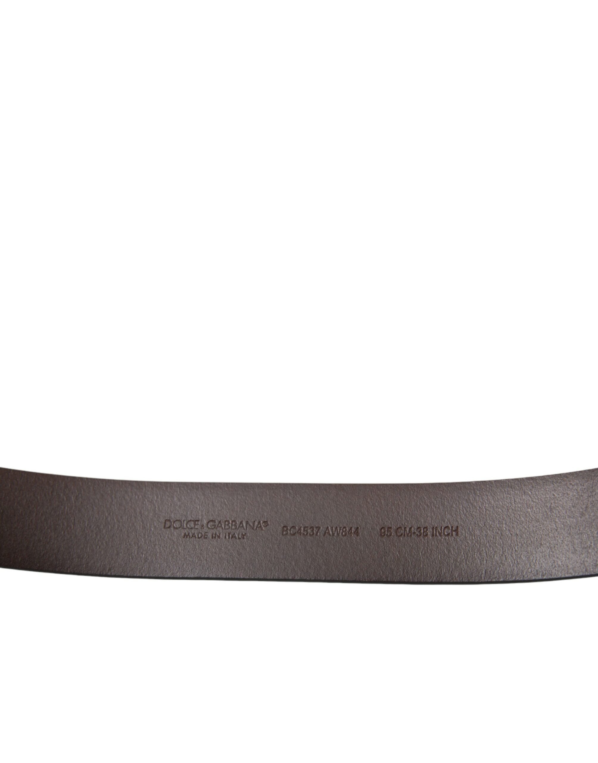 Dolce & Gabbana Brown Calf Leather Gold Metal Buckle Men's Belt