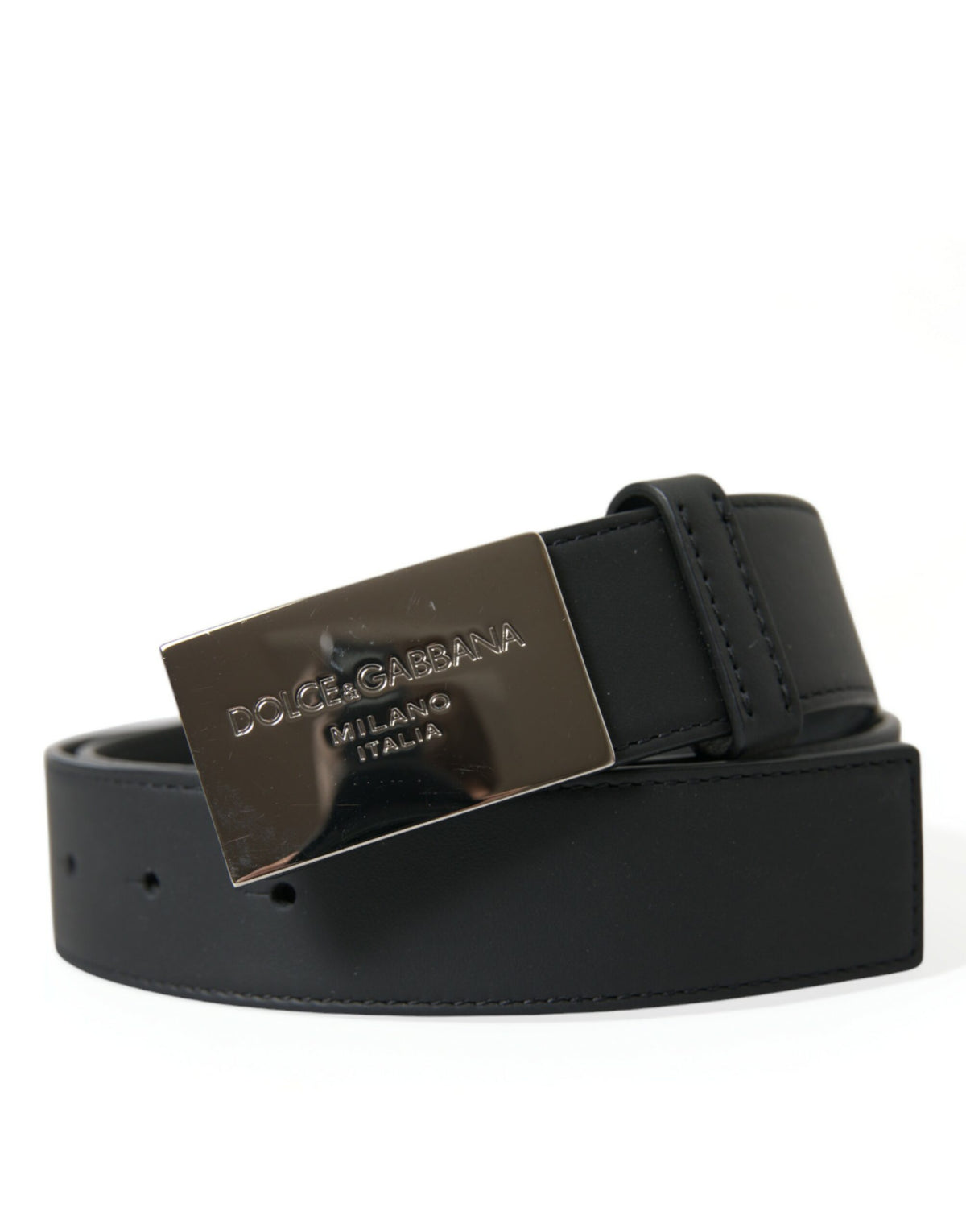 Dolce & Gabbana Elegant Black Leather Belt with Metal Men's Buckle