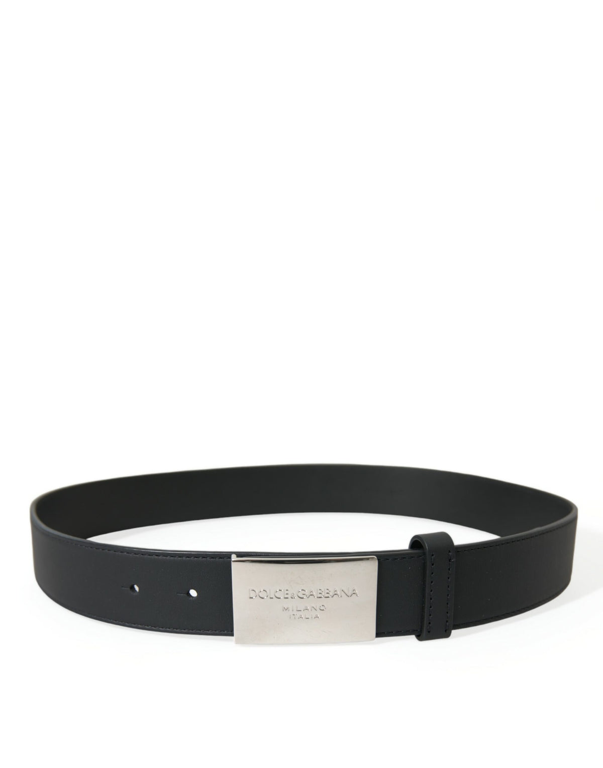 Dolce & Gabbana Elegant Black Leather Belt with Metal Men's Buckle