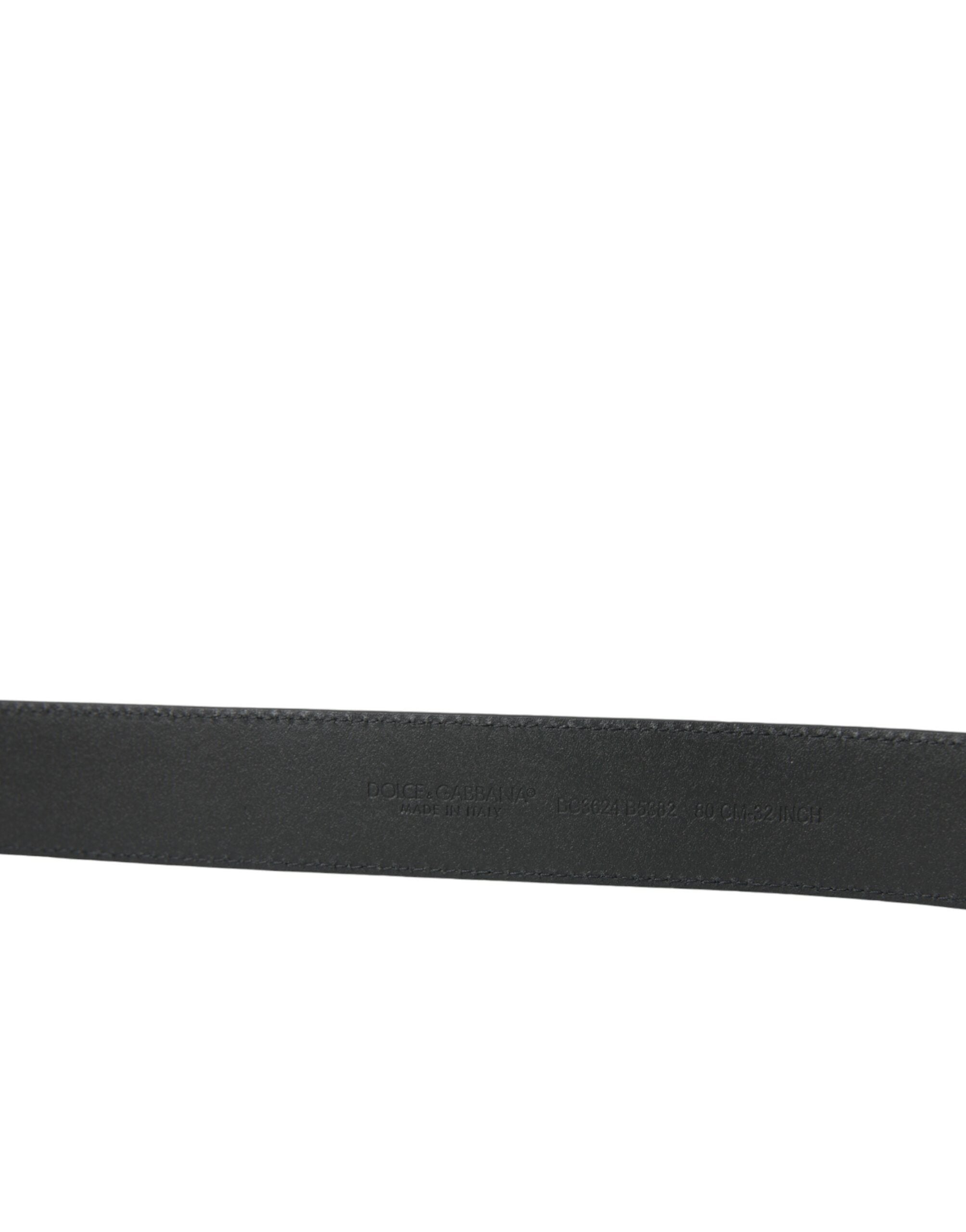 Dolce & Gabbana Elegant Black Leather Belt with Metal Men's Buckle