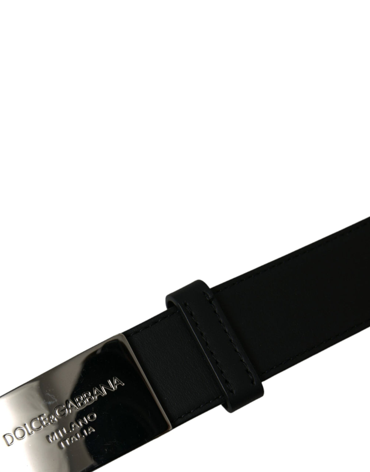 Dolce & Gabbana Elegant Black Leather Belt with Metal Men's Buckle