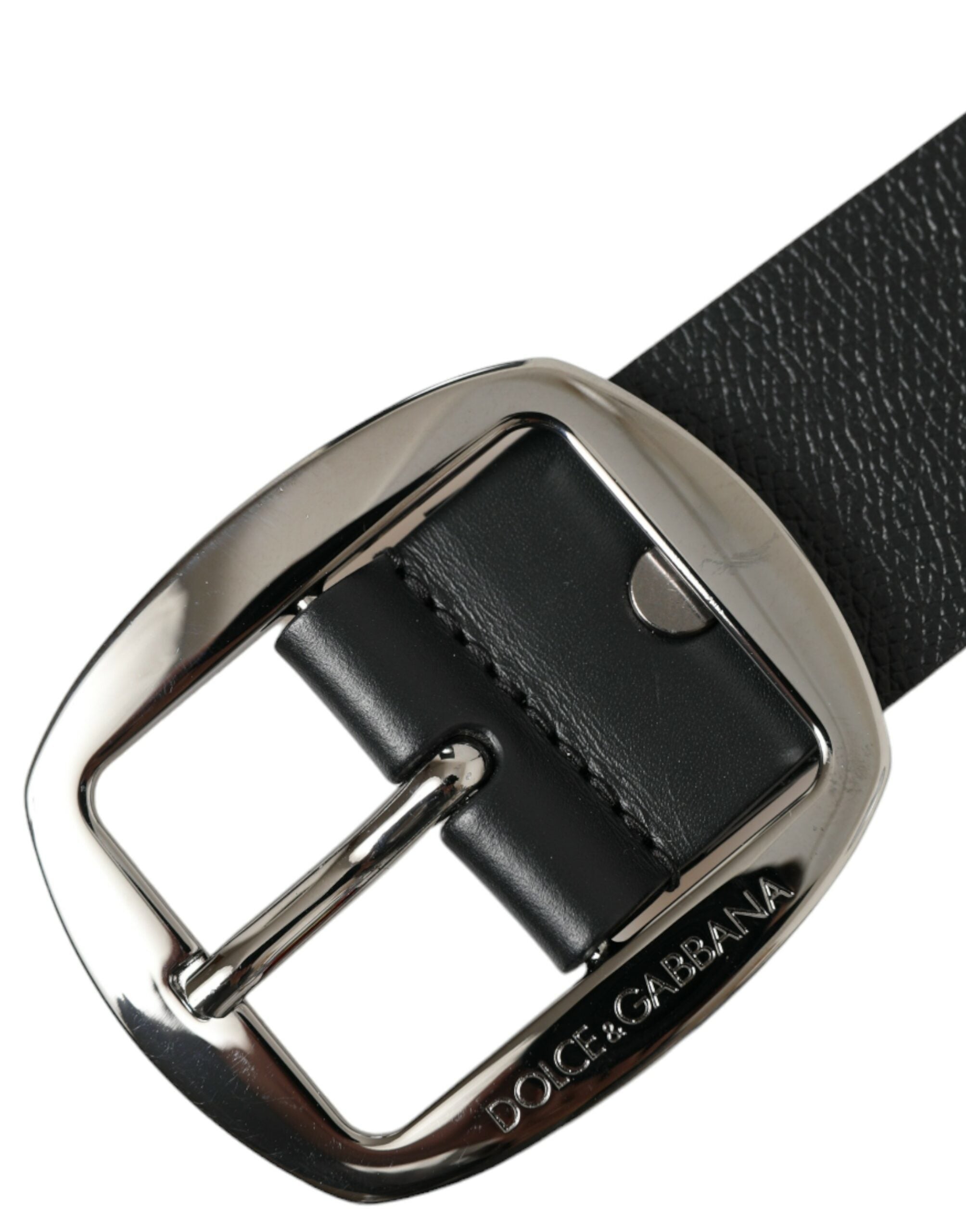 Dolce & Gabbana Elegant Black Leather Belt with Metal Men's Buckle