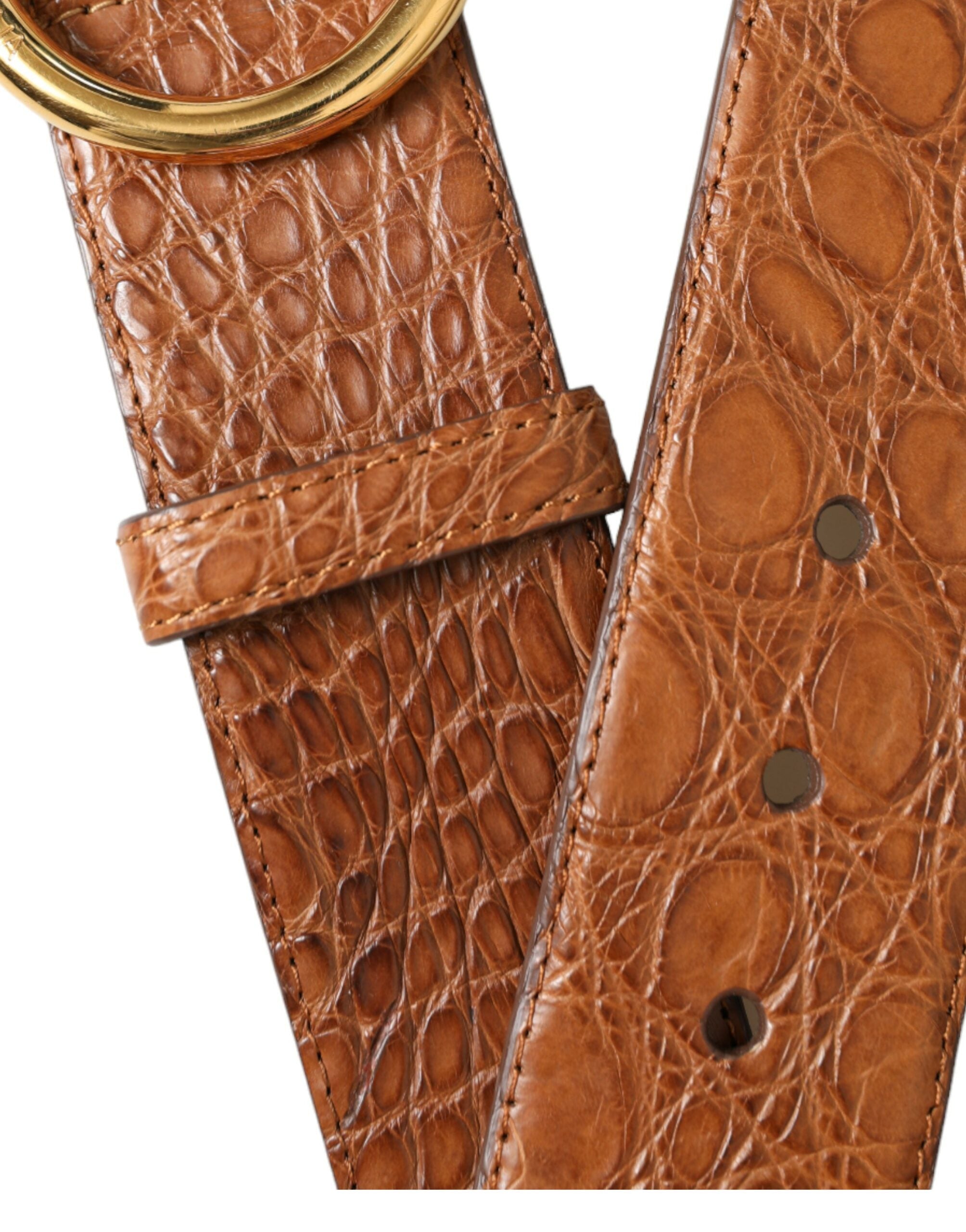 Dolce & Gabbana Elegant Exotic Leather Belt - Rich Men's Brown