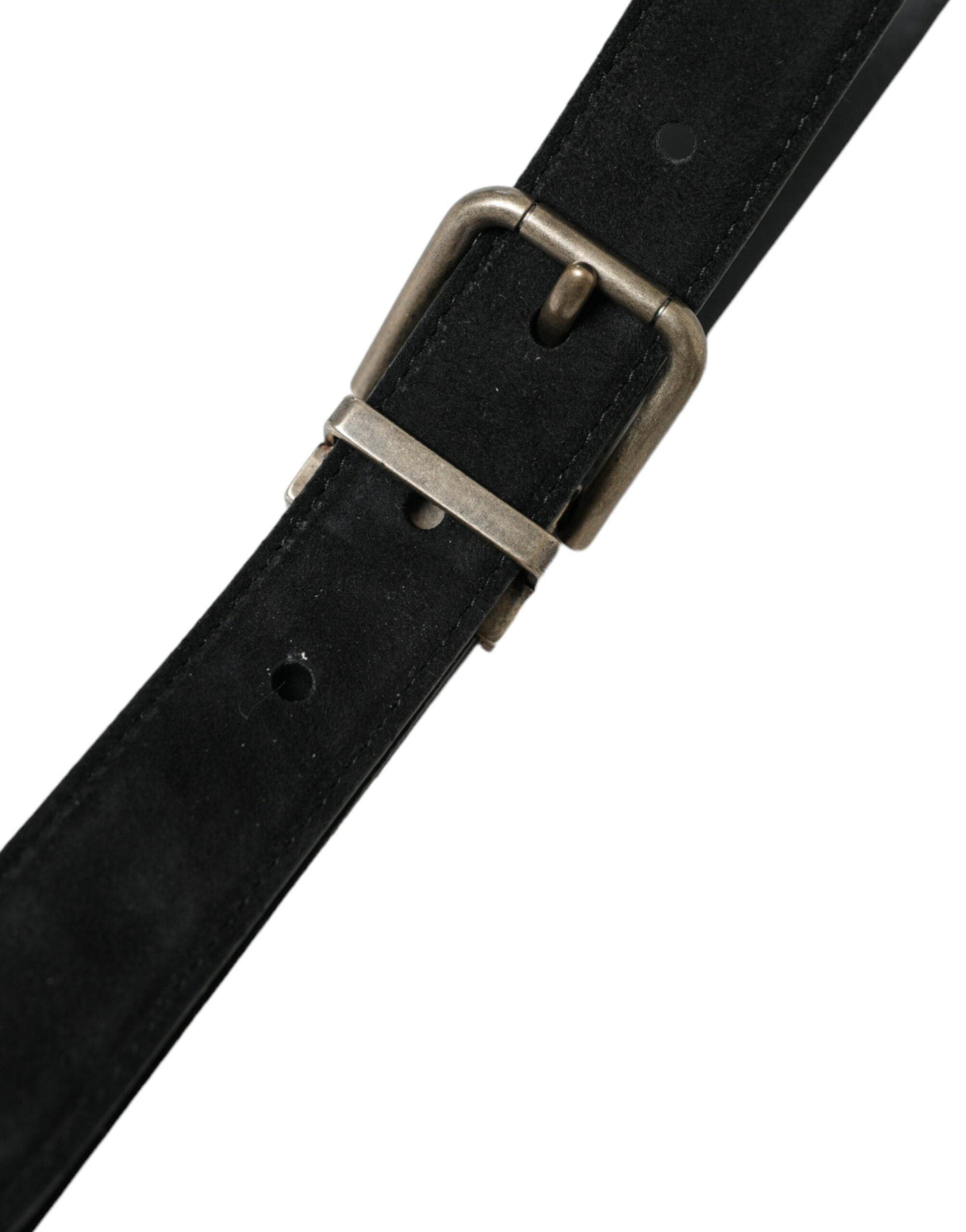 Dolce & Gabbana Black Goat Leather Antique Metal Buckle Men's Belt