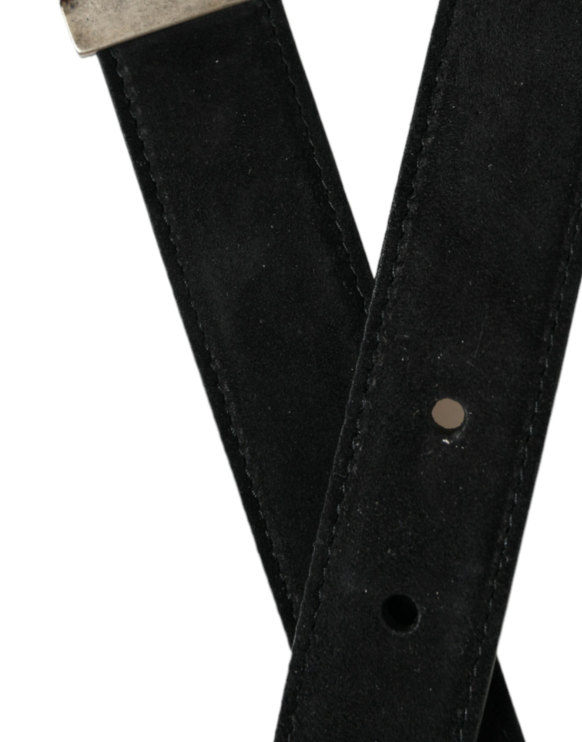 Dolce & Gabbana Black Goat Leather Antique Metal Buckle Men's Belt