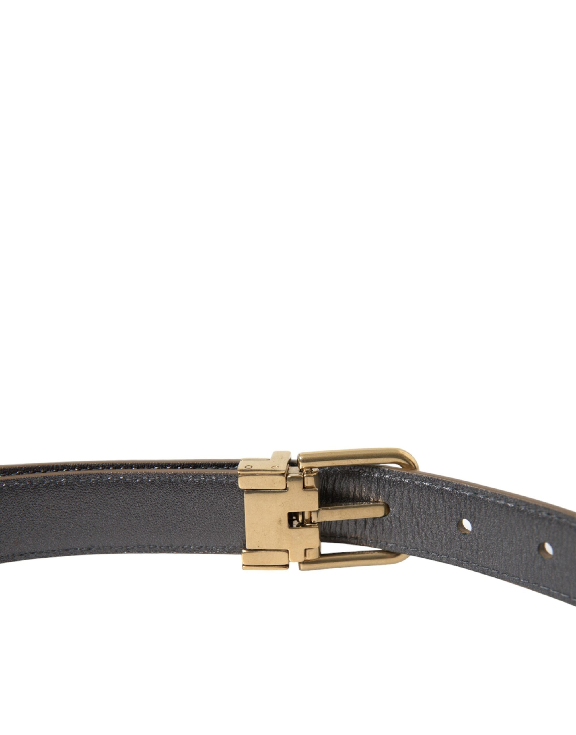 Dolce & Gabbana Metallic Gold Calf Leather Metal Buckle Men's Belt