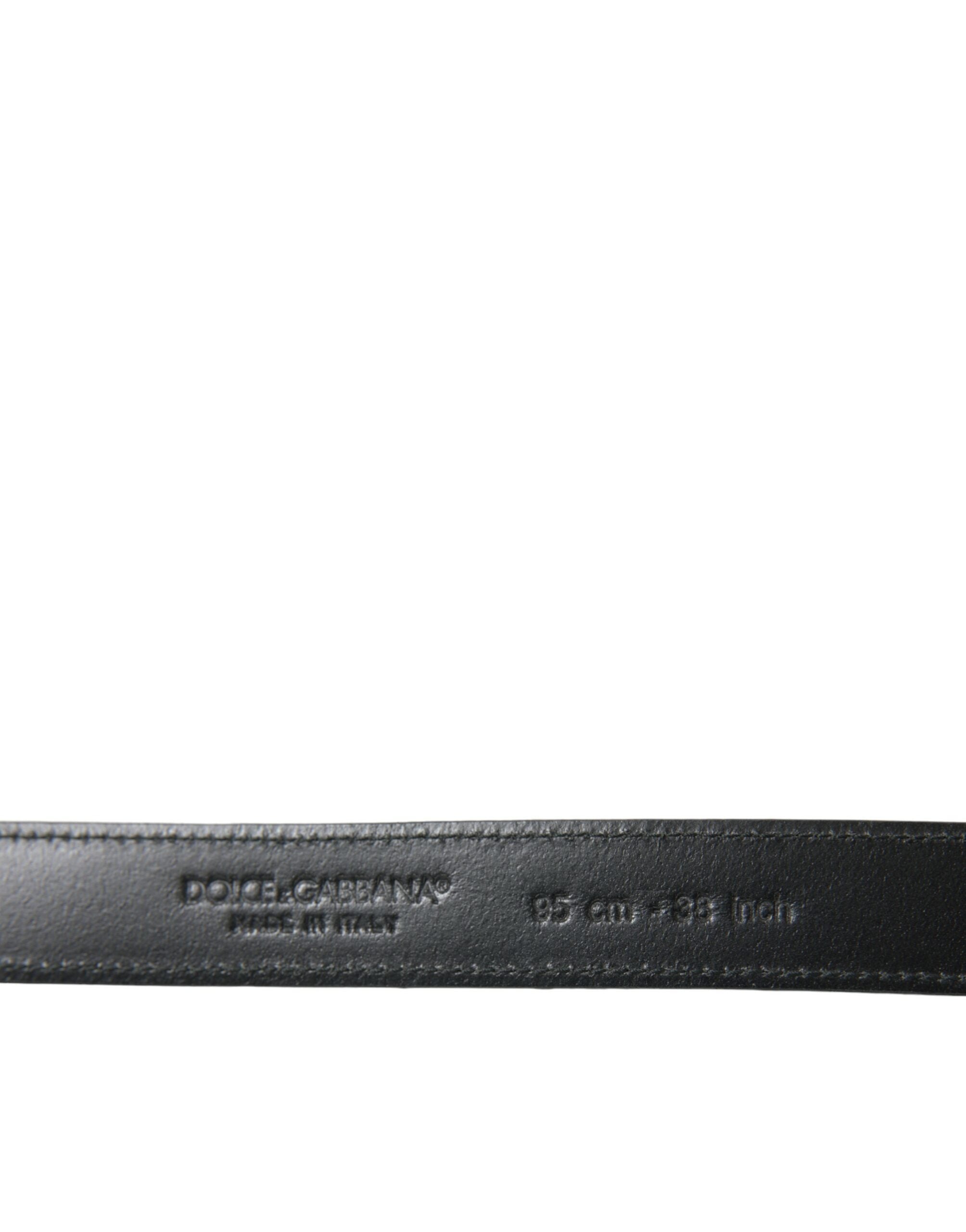 Dolce & Gabbana Black Leather Silver Metal Buckle Men's Belt