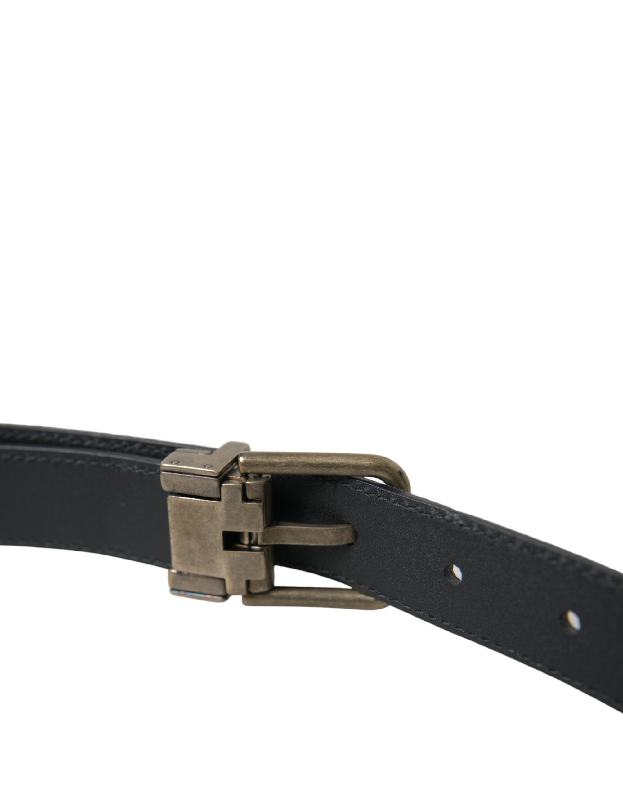 Dolce & Gabbana Blue Suede Leather Gold Metal Buckle Men's Belt
