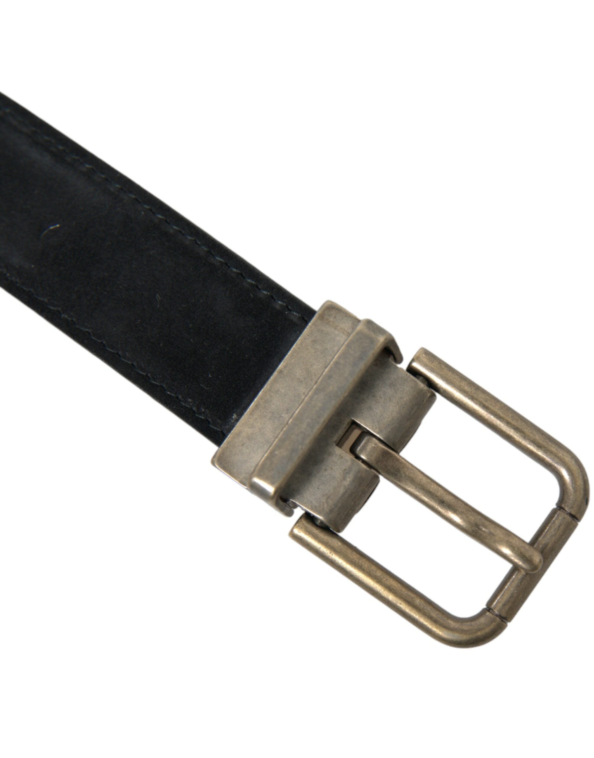Dolce & Gabbana Black Suede Leather Gold Metal Buckle Men's Belt