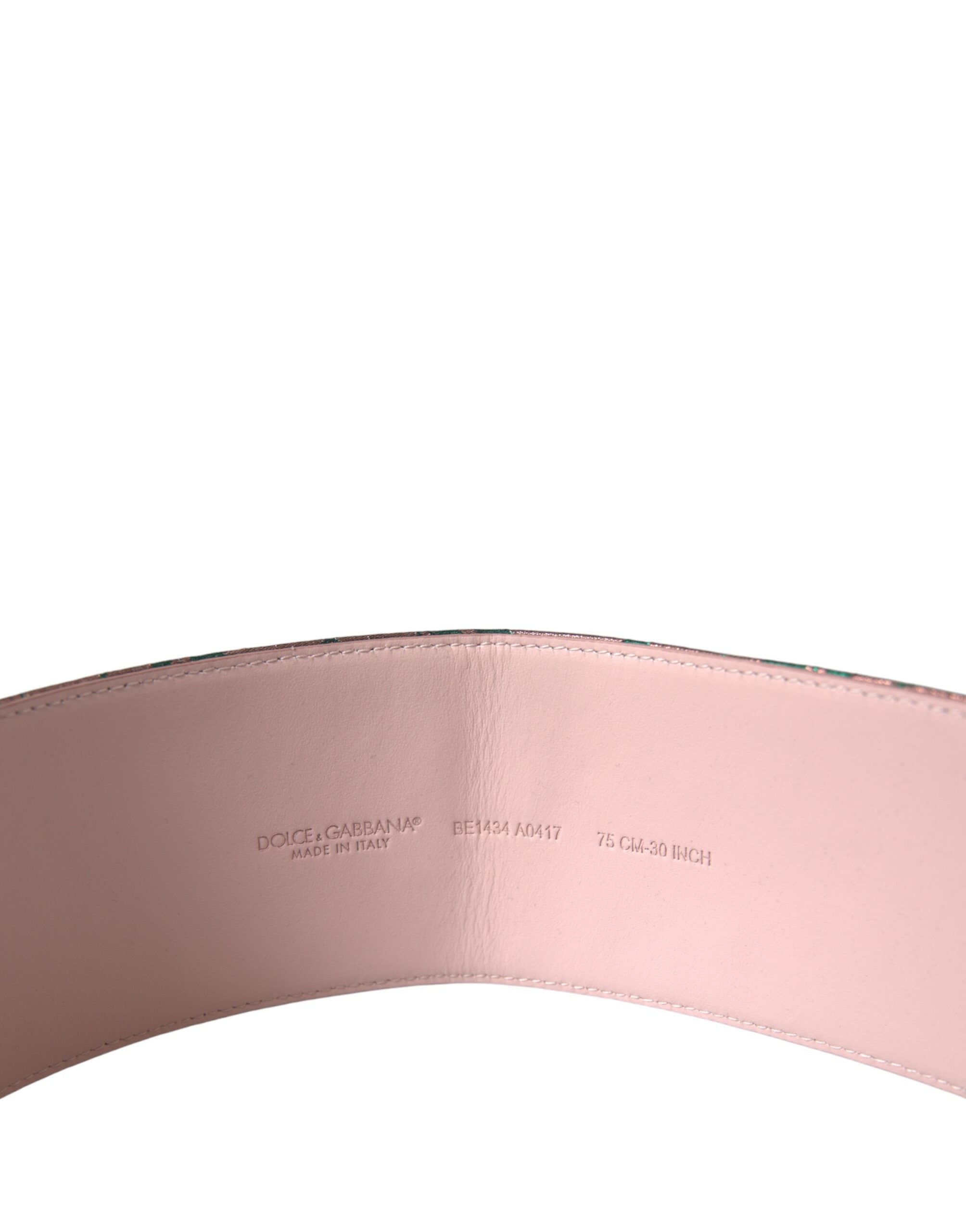 Dolce & Gabbana Multicolor Floral Jacquard Lurex Gold Buckle Women's Belt
