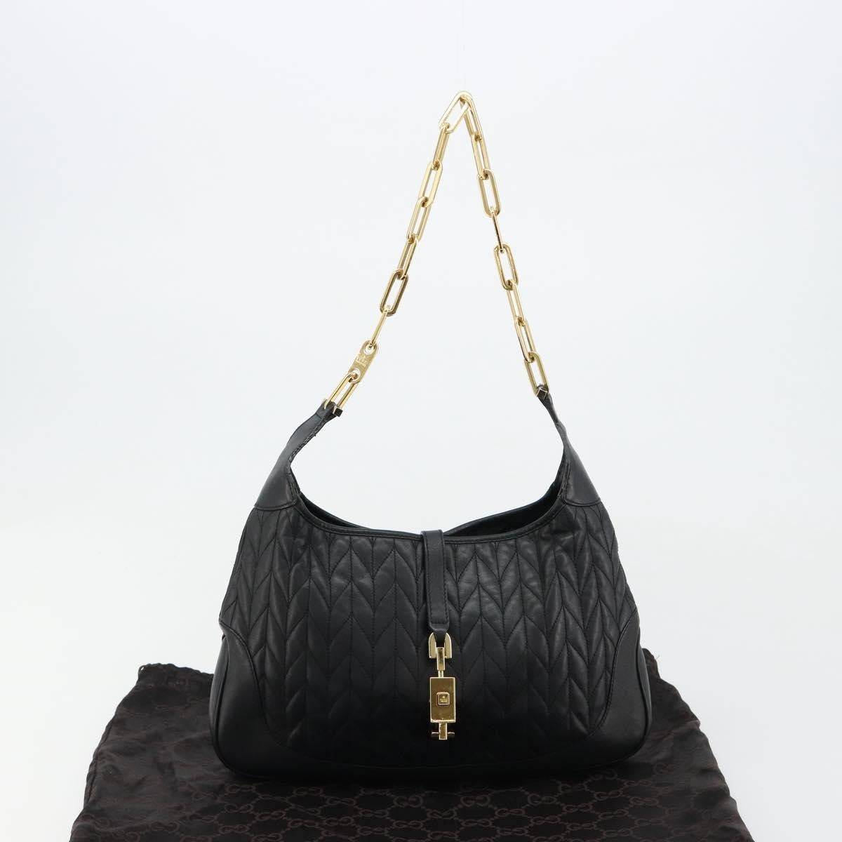 Gucci Vintage Jackie Shoulder Canvas And Leather Black Leather Handbag (Pre-Owned)