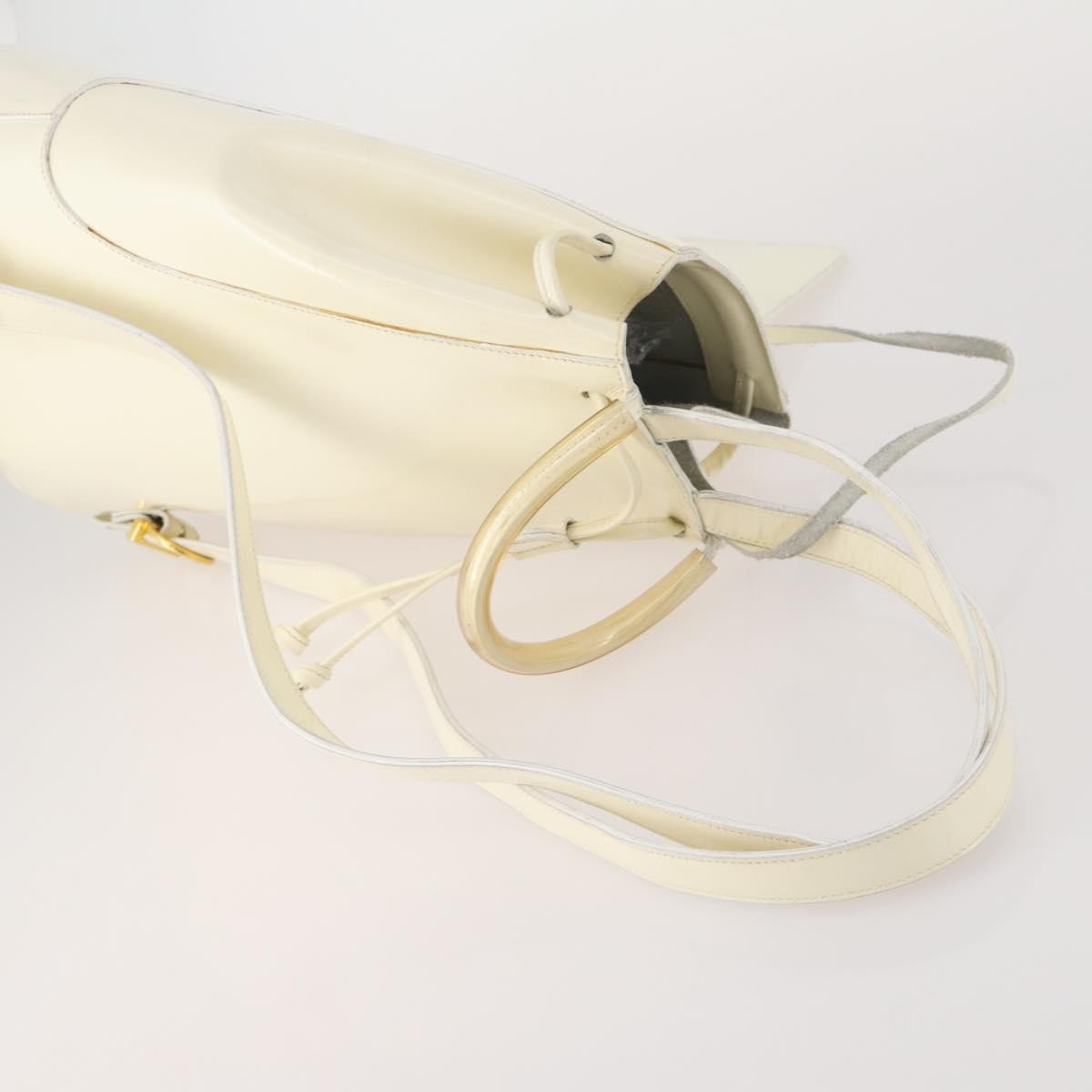 Salvatore Ferragamo Vintage Patent Leather White Patent_Leather Backpack Bag (Pre-Owned)