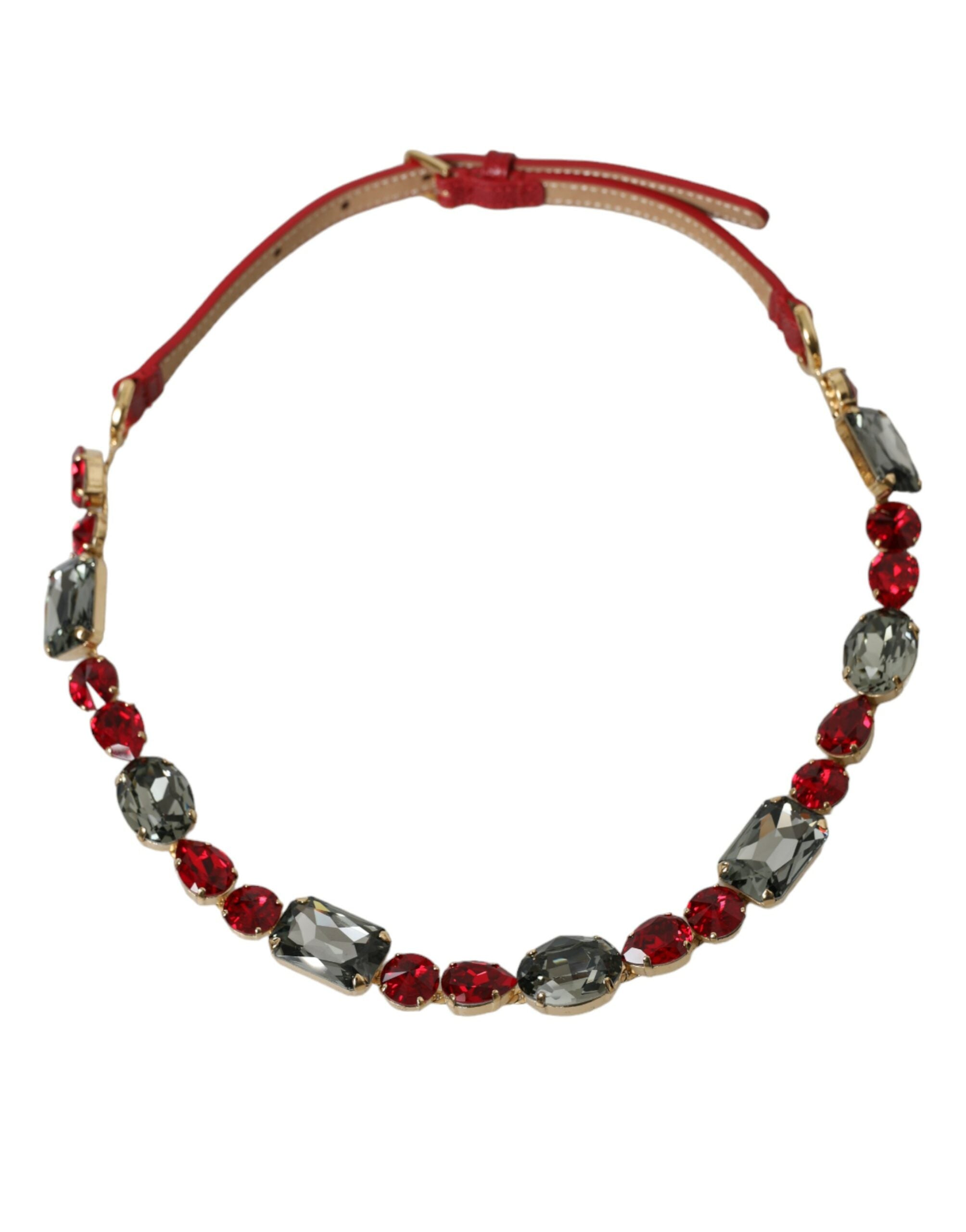 Dolce & Gabbana Radiant Red Crystal Buckle Waist Women's Belt