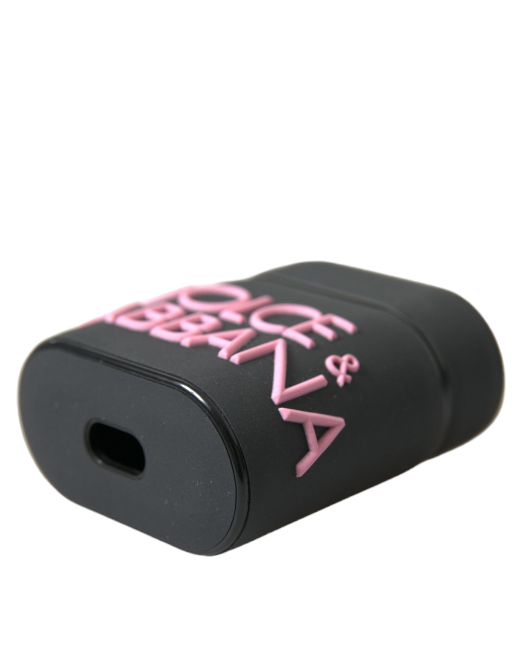 Dolce & Gabbana Black Pink Silicone Embossed Logo Airpods Women's Case