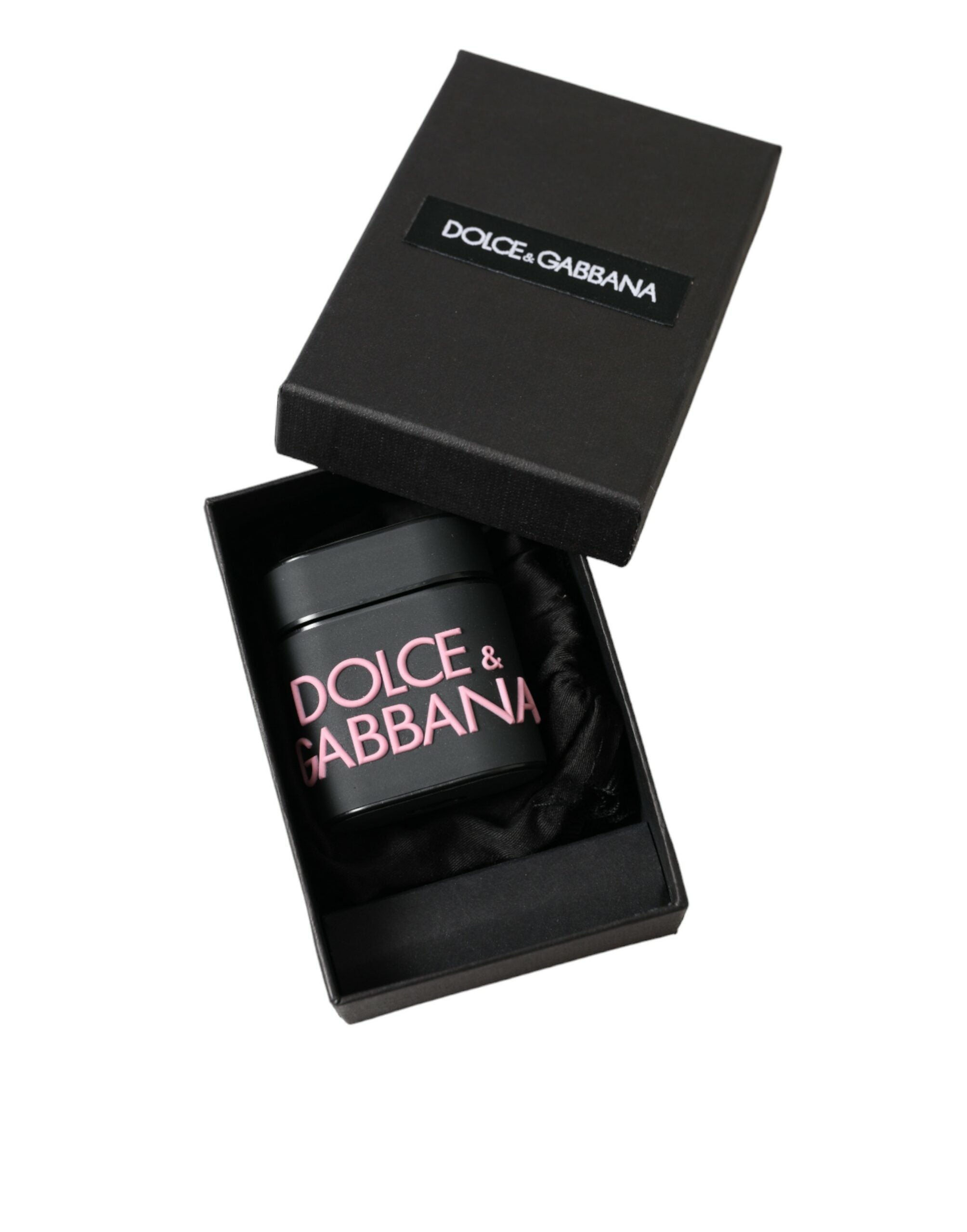 Dolce & Gabbana Black Pink Silicone Embossed Logo Airpods Women's Case