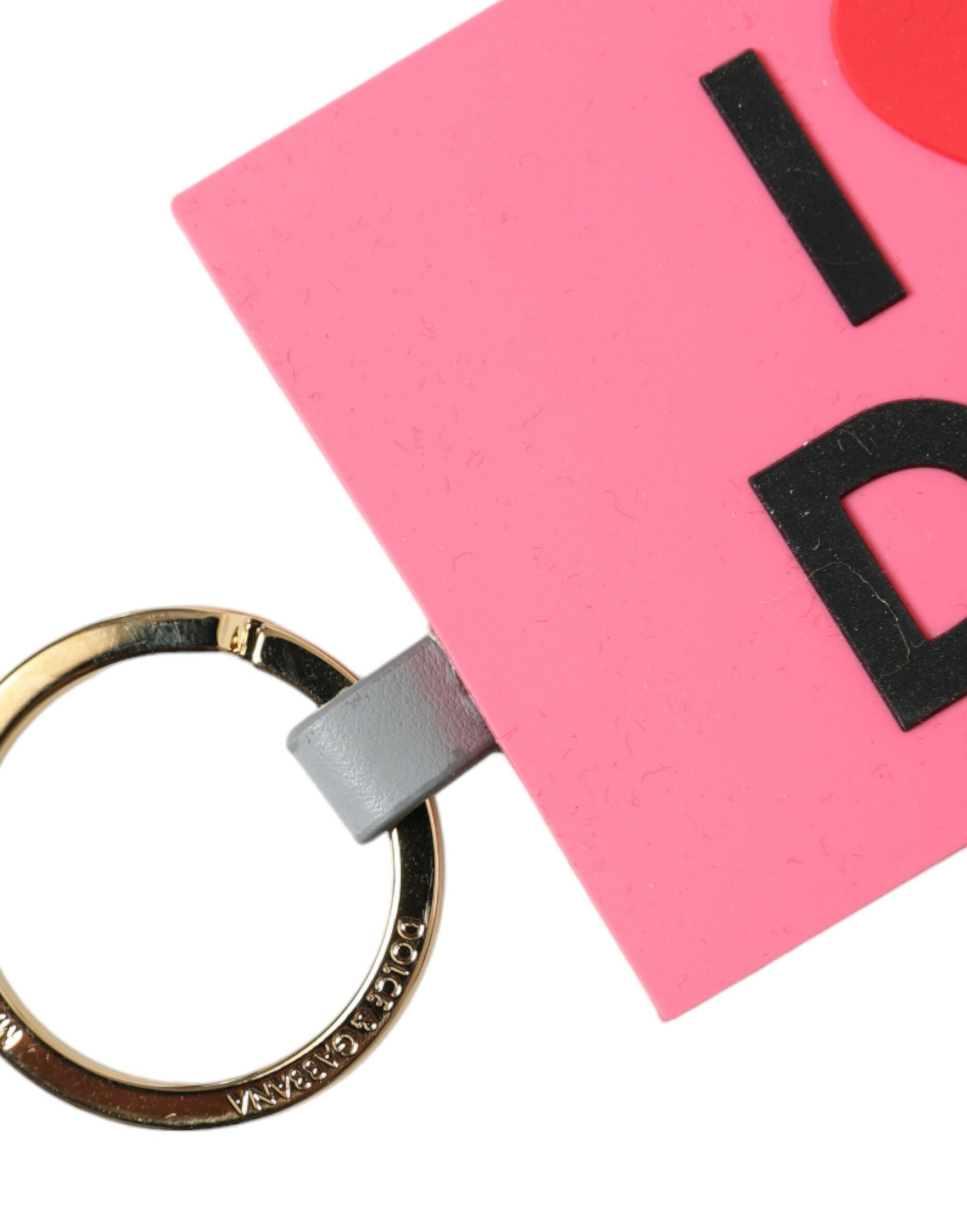 Dolce & Gabbana Pink Silicone DG Logo Gold Brass Women's Keychain