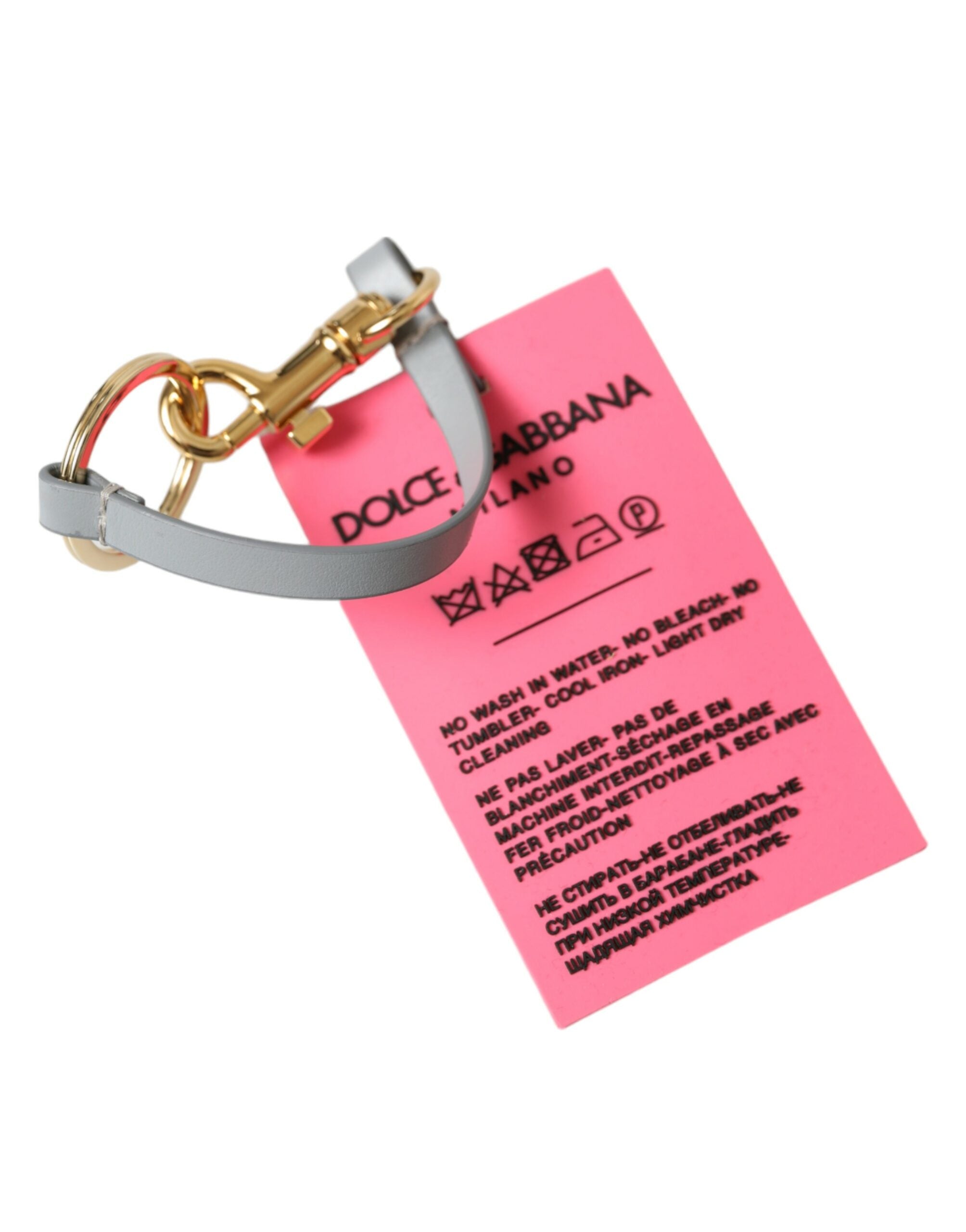 Dolce & Gabbana Pink Silicone DG Logo Gold Brass Women's Keychain