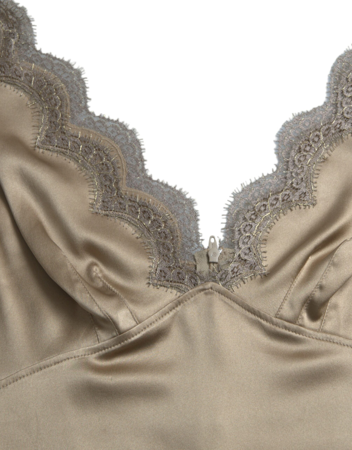 Dolce & Gabbana Brown Lace Trim V-neck Sleeveless Tank Women's Top (Pre-Owned)