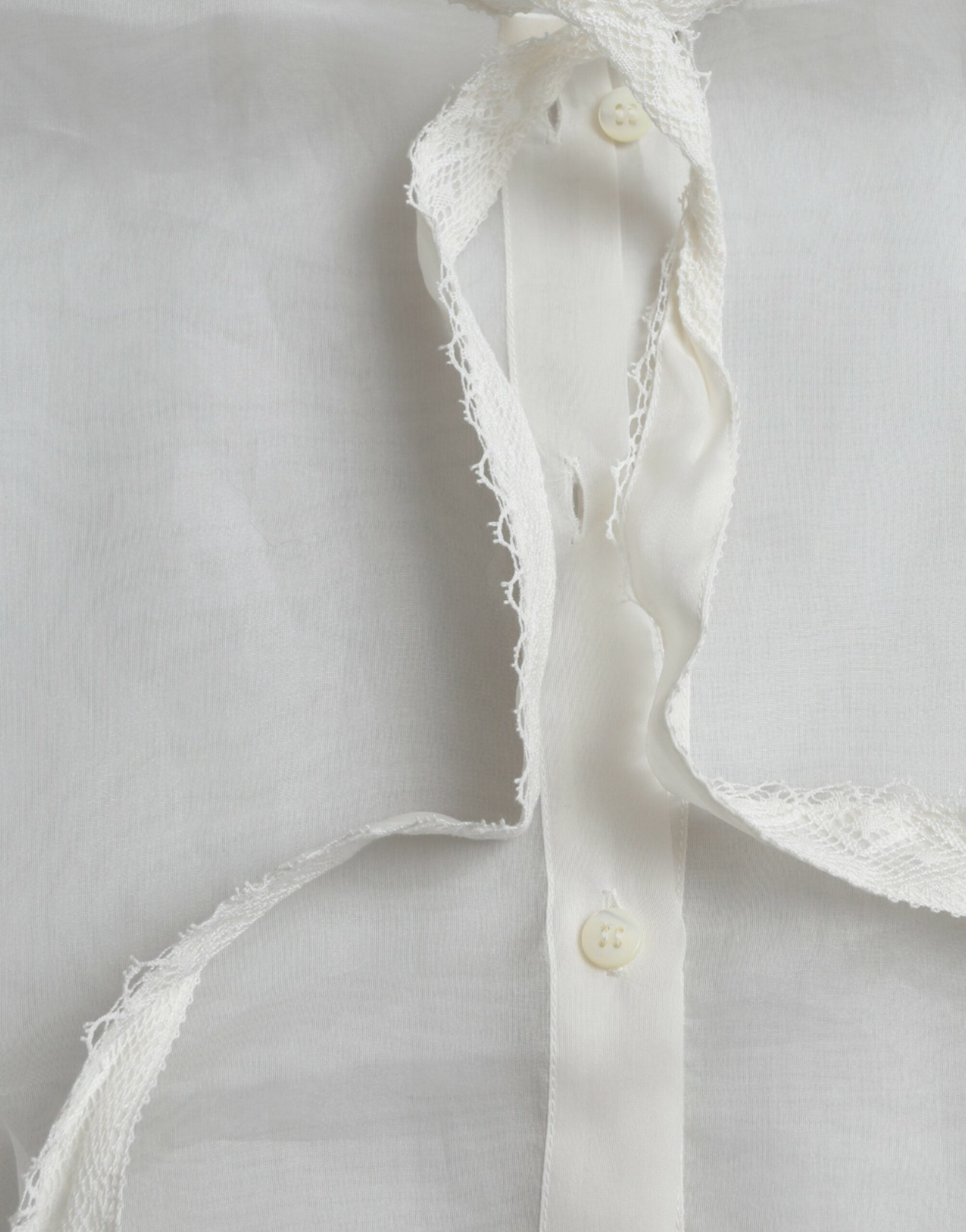 Dolce & Gabbana White Silk Long Sleeves Ascot Collar Women's Top