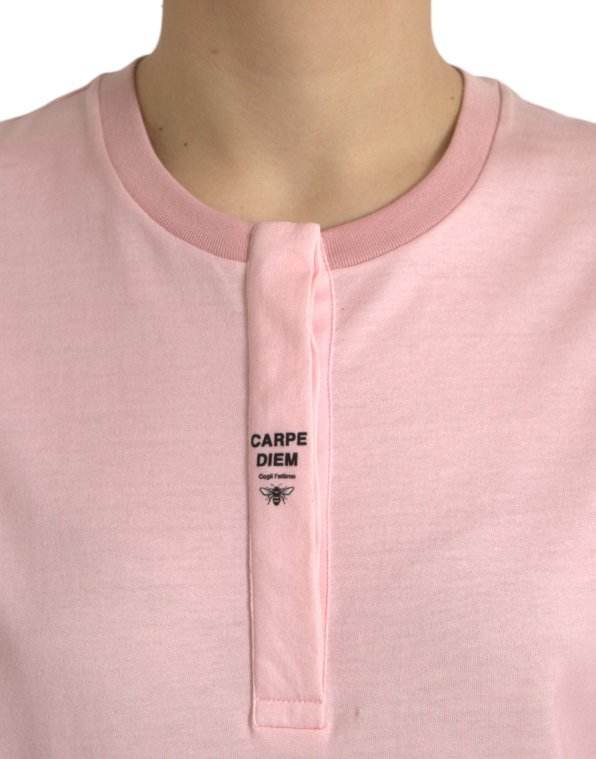 Dolce & Gabbana Pink Floral Print Cotton Short Sleeves Women's T-shirt
